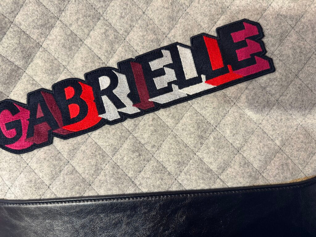 Grey Fabric + Leather Quilted Gabrielle Pouch