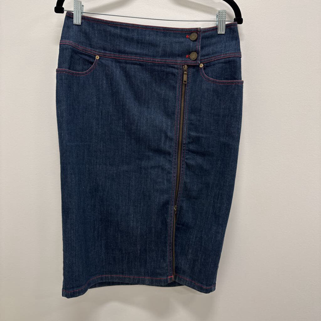 2009 RARE COTTON BLEND DENIM ZIP-UP JEAN SKIRT