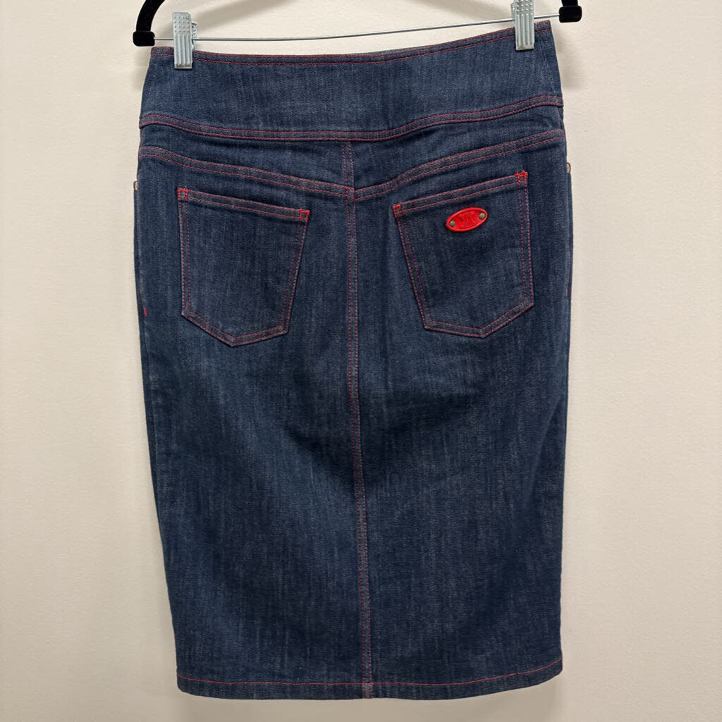 2009 RARE COTTON BLEND DENIM ZIP-UP JEAN SKIRT