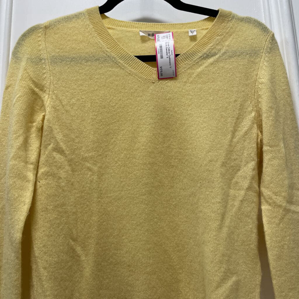 Yellow Cashmere V Neck Sweater