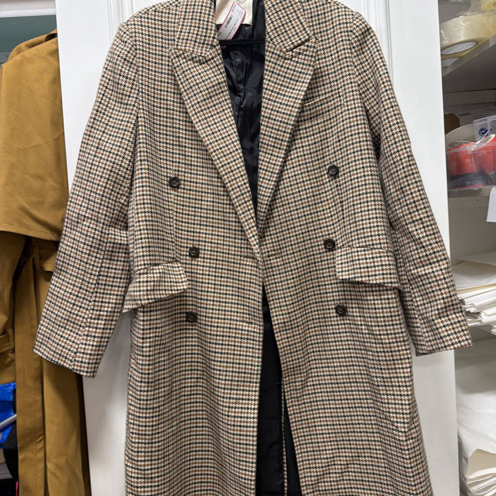Plaid Wool Blend Coat