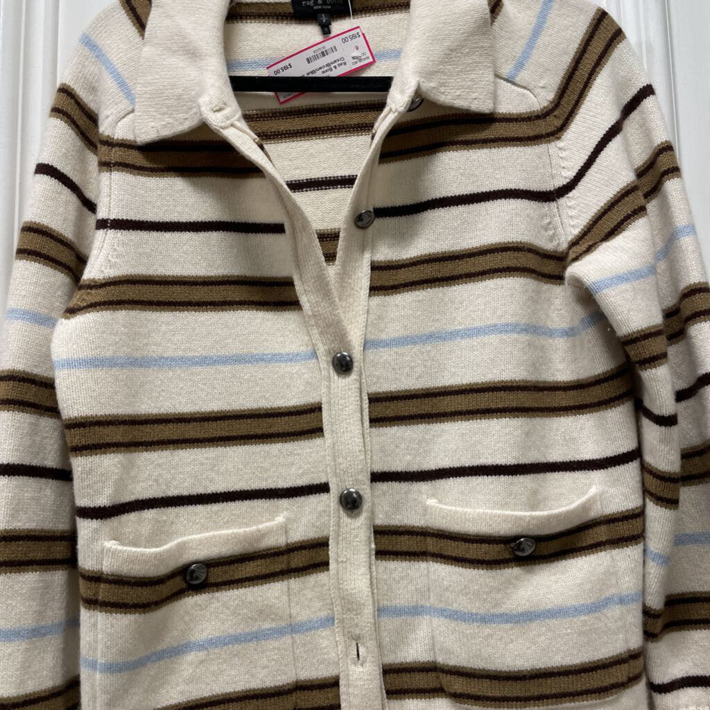 Cream/Brown/Blue Stripe Sweater