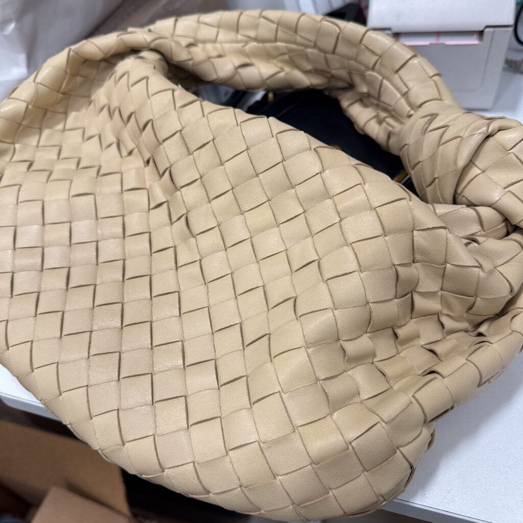 Cream Leather Intrecciato Jodie Bag