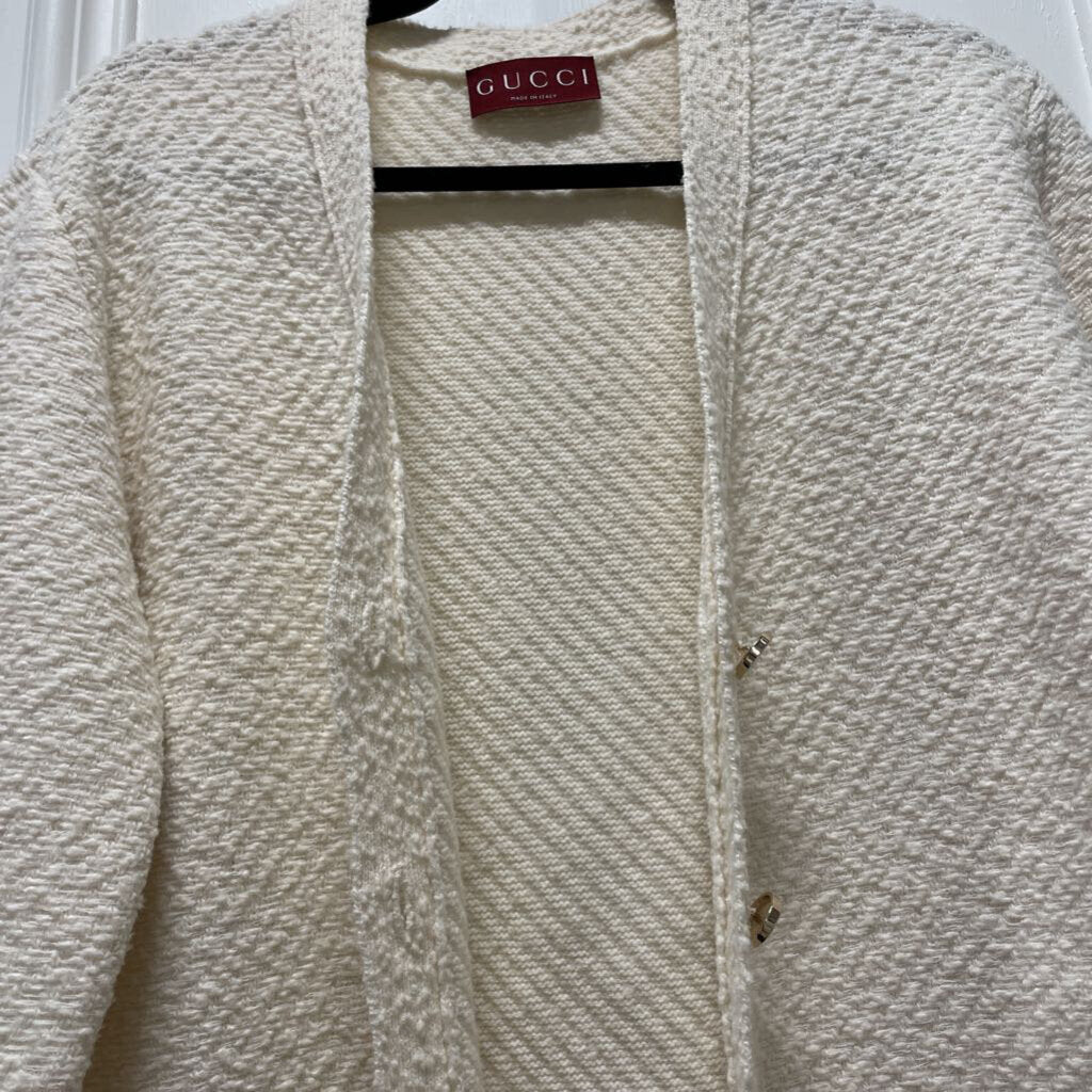 White Knittedd LS Boucle Cardgian (1600)