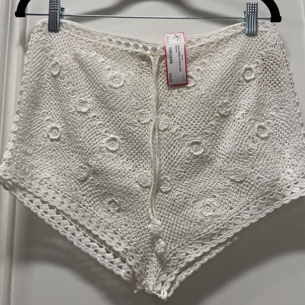 White Cotton Knit Shorts
