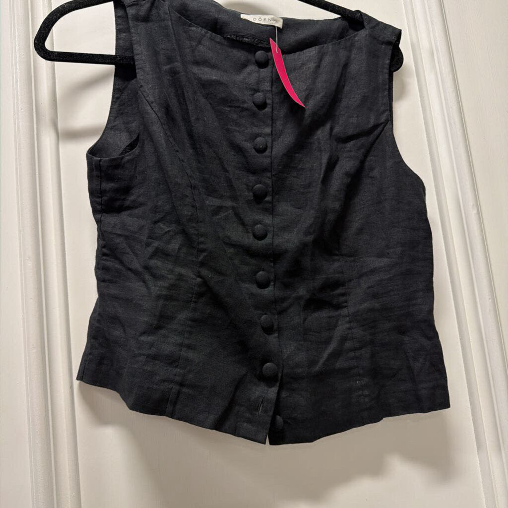 Black Linen Sleeveless Top