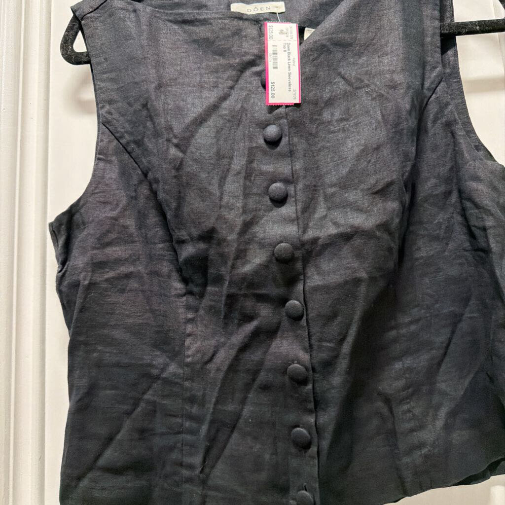 Black Linen Sleeveless Top