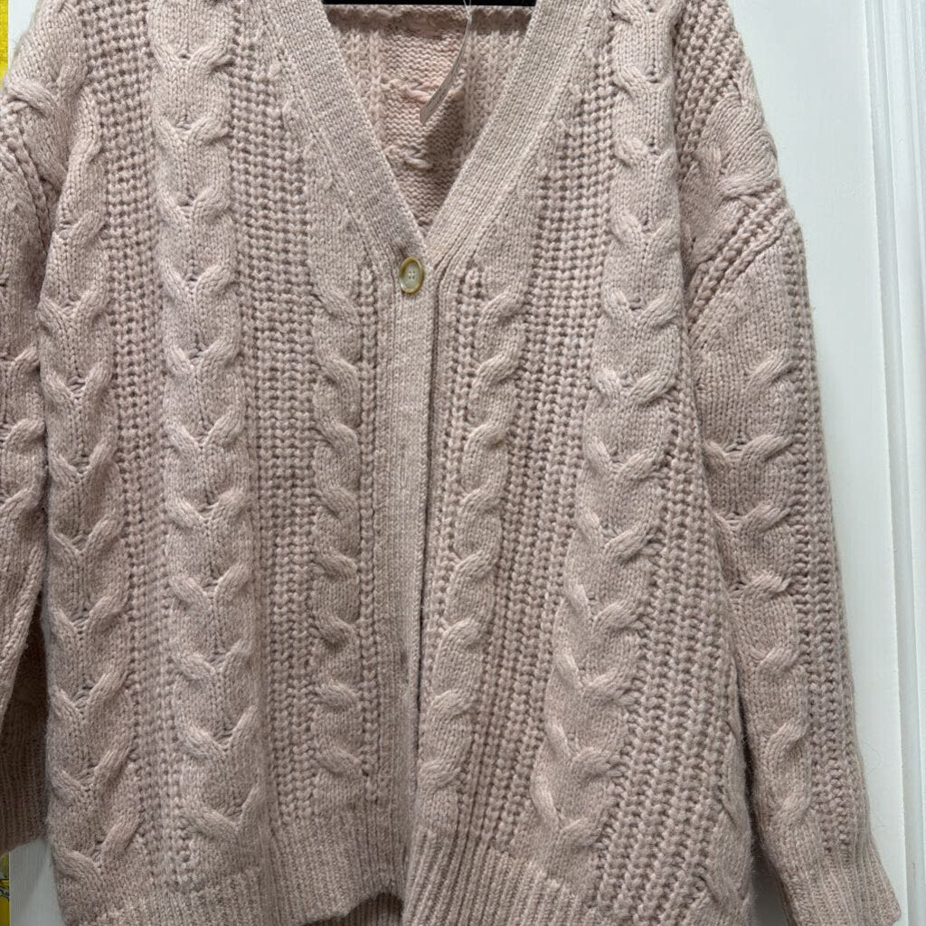 Light Pink Alpaca Cable Knit Sweater
