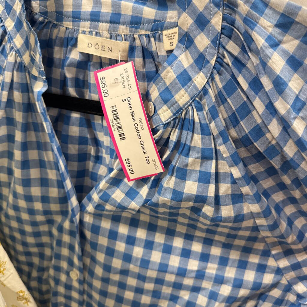 Blue Cotton Check Top