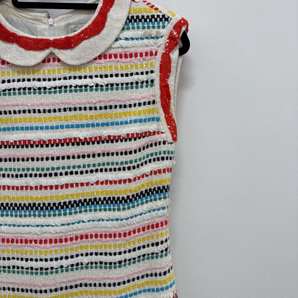 S/S2008 Runway Cotton Blend Sequin / Ribbon Stripe Dress (As Is: Staining at Arm Holes)