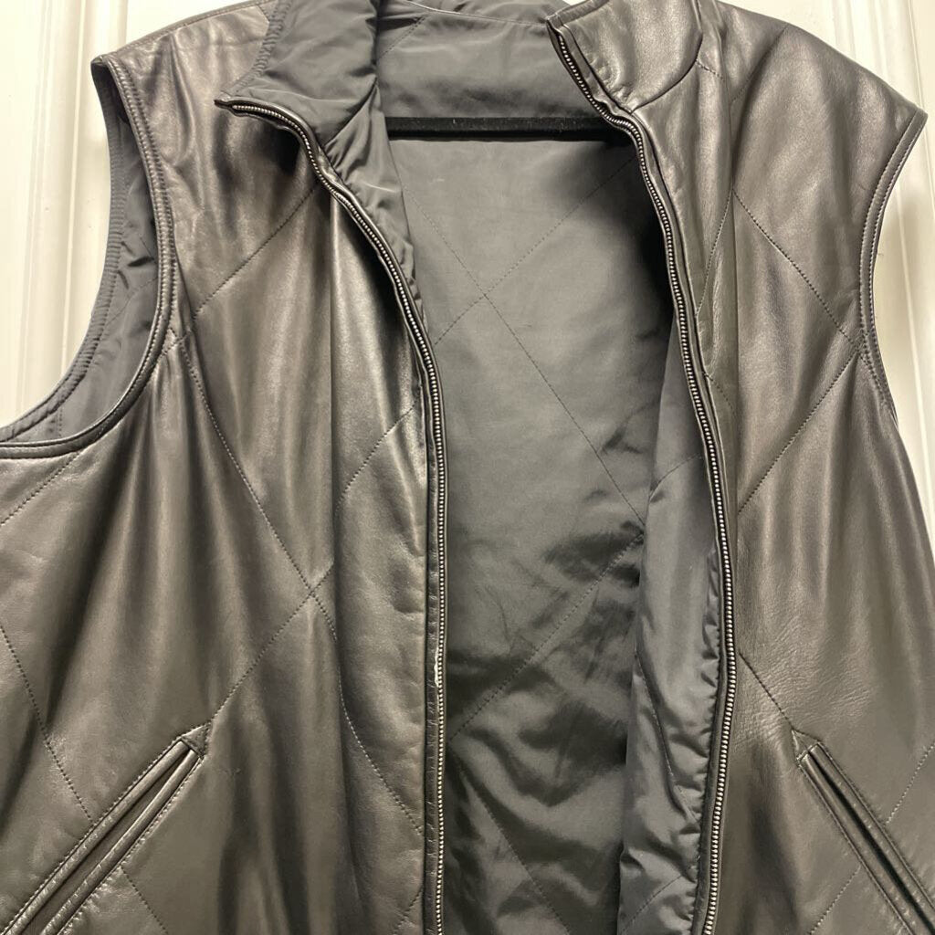 1990s Faux Leather & Nylon Reversible Vest