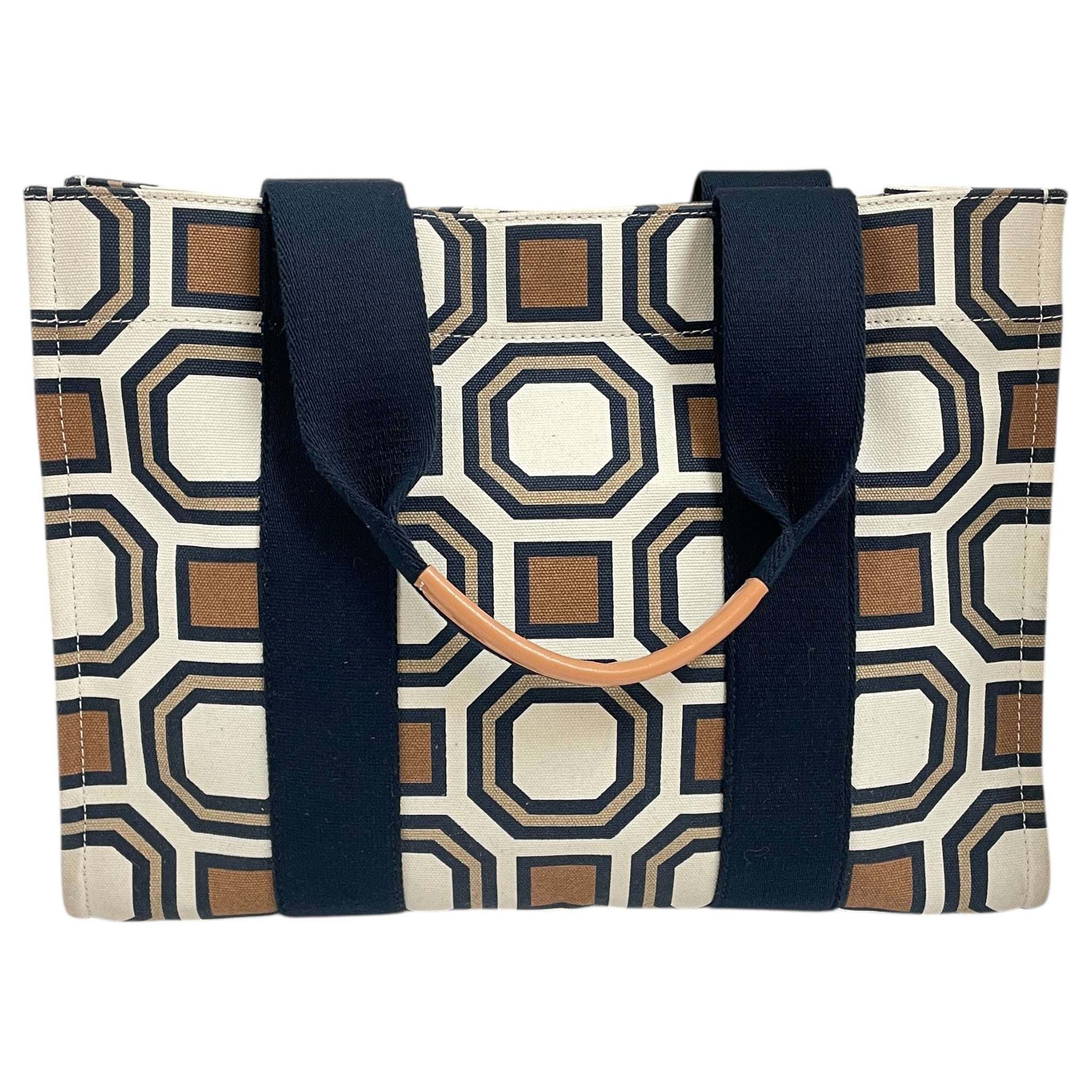 Tote Designer By Tory Burch In Blue & Cream, Size:Large