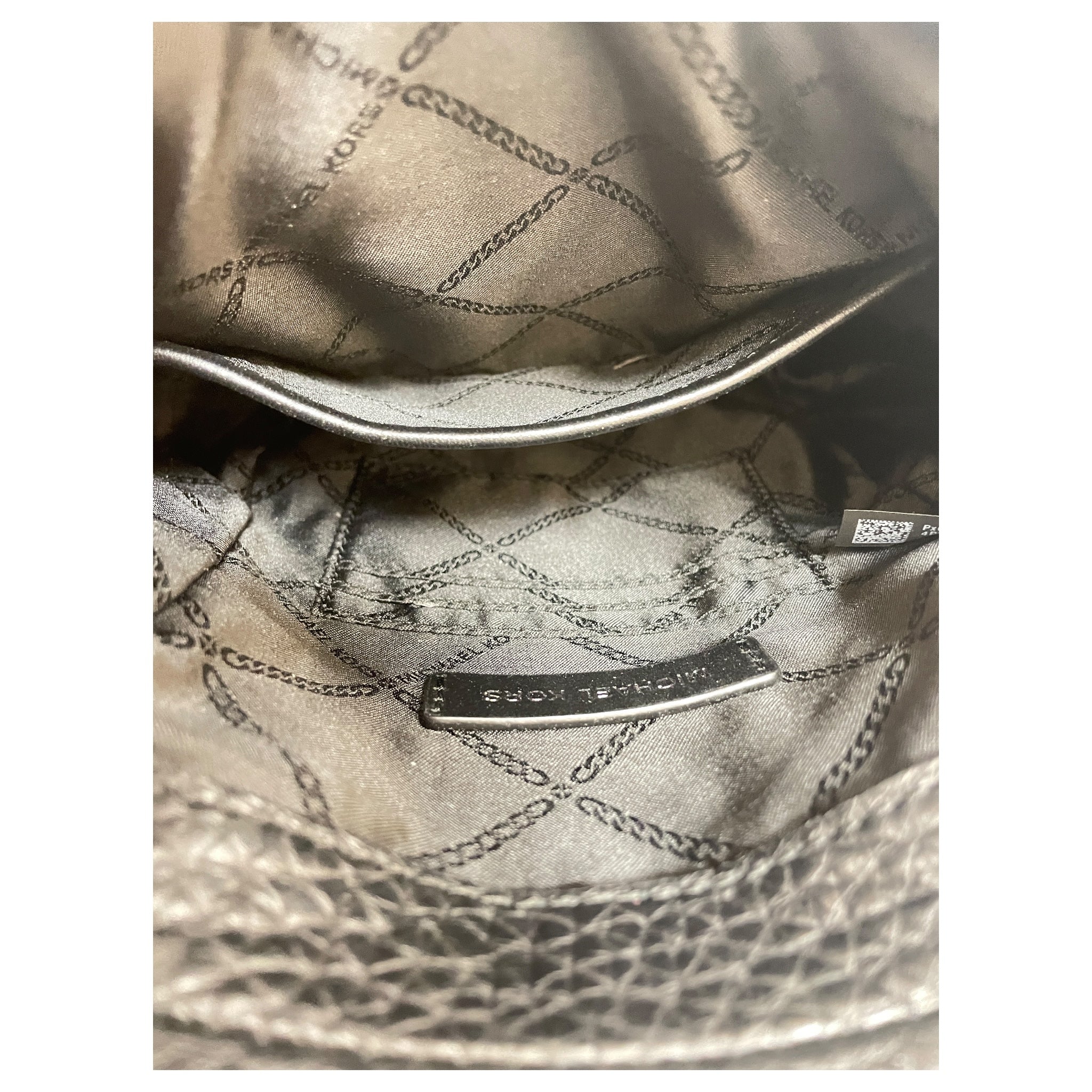 Backpack Designer By Michael Kors In Black & Silver, Size:Small