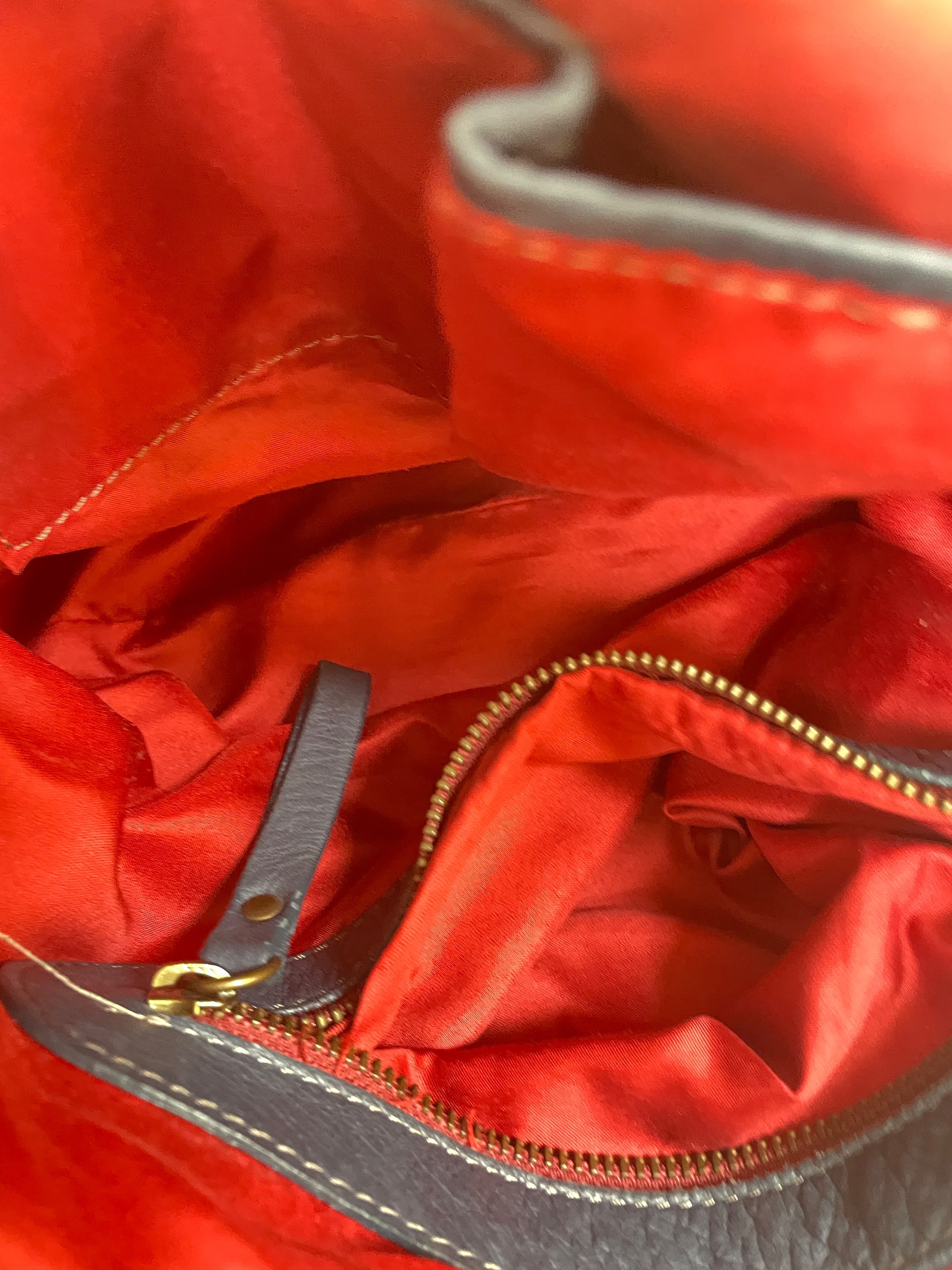 Handbag Leather By PERUZZI In Blue, Size:Large
