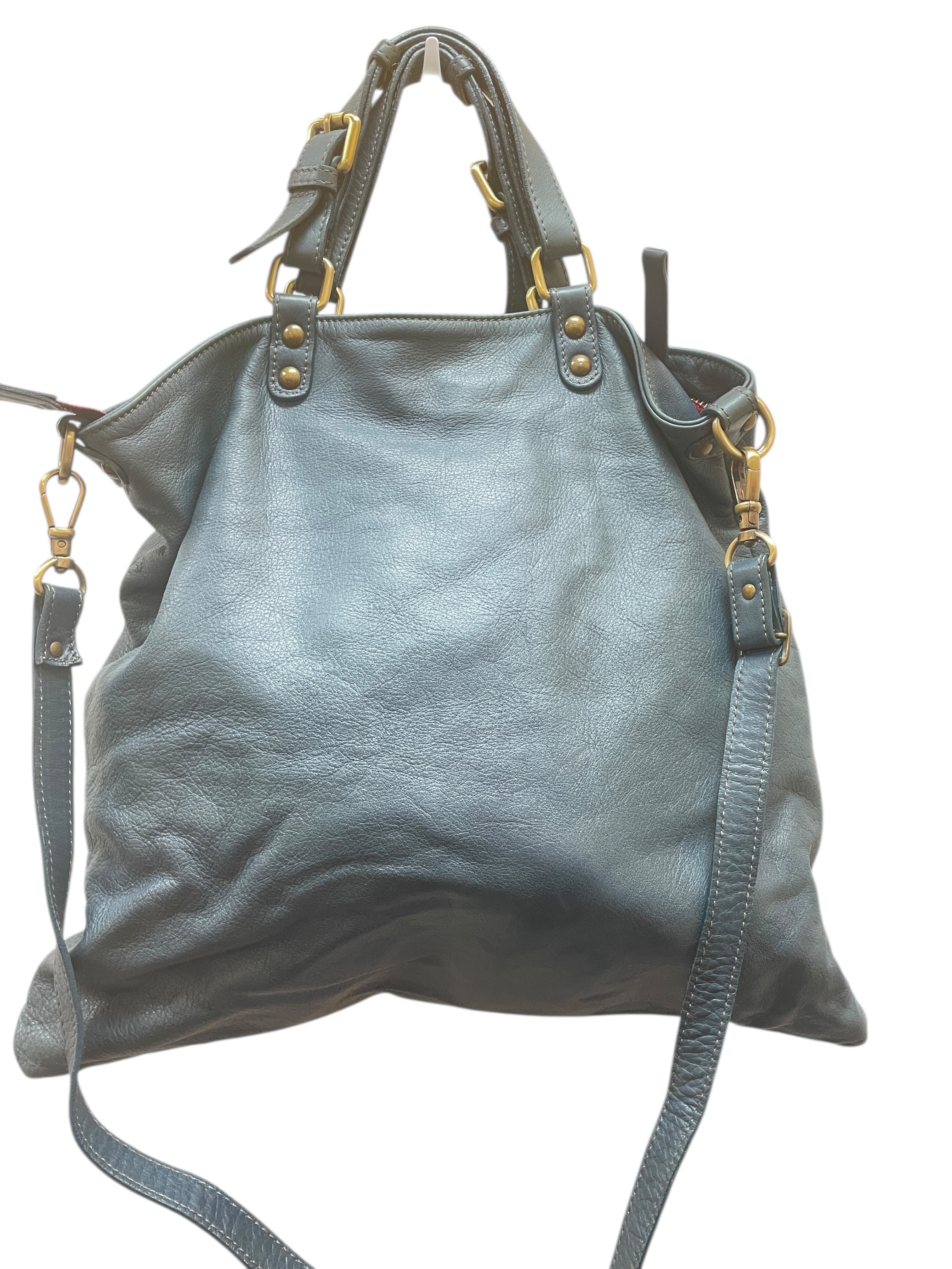 Handbag Leather By PERUZZI In Blue, Size:Large