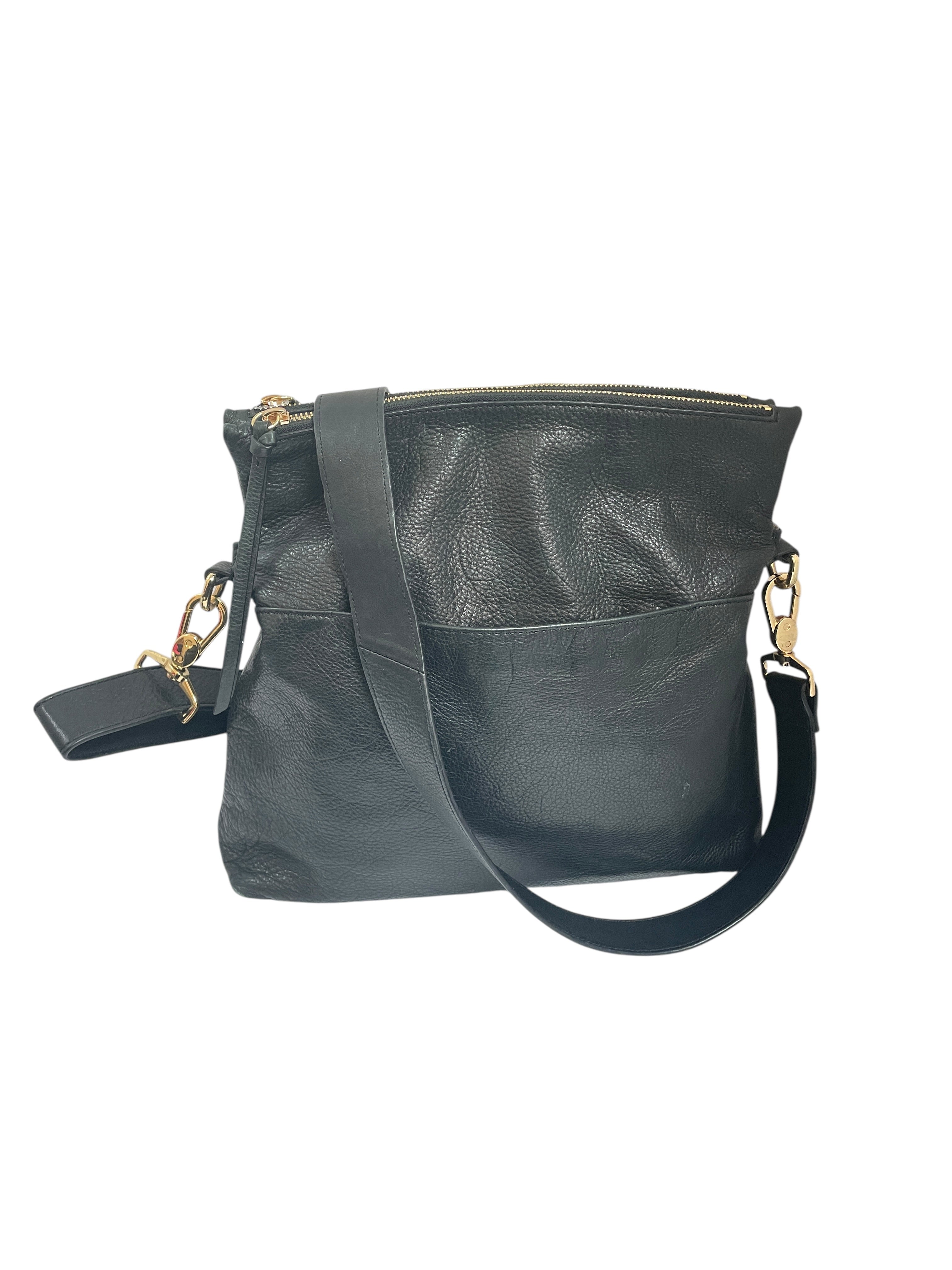 Crossbody Leather By Margot In Black, Size:Large
