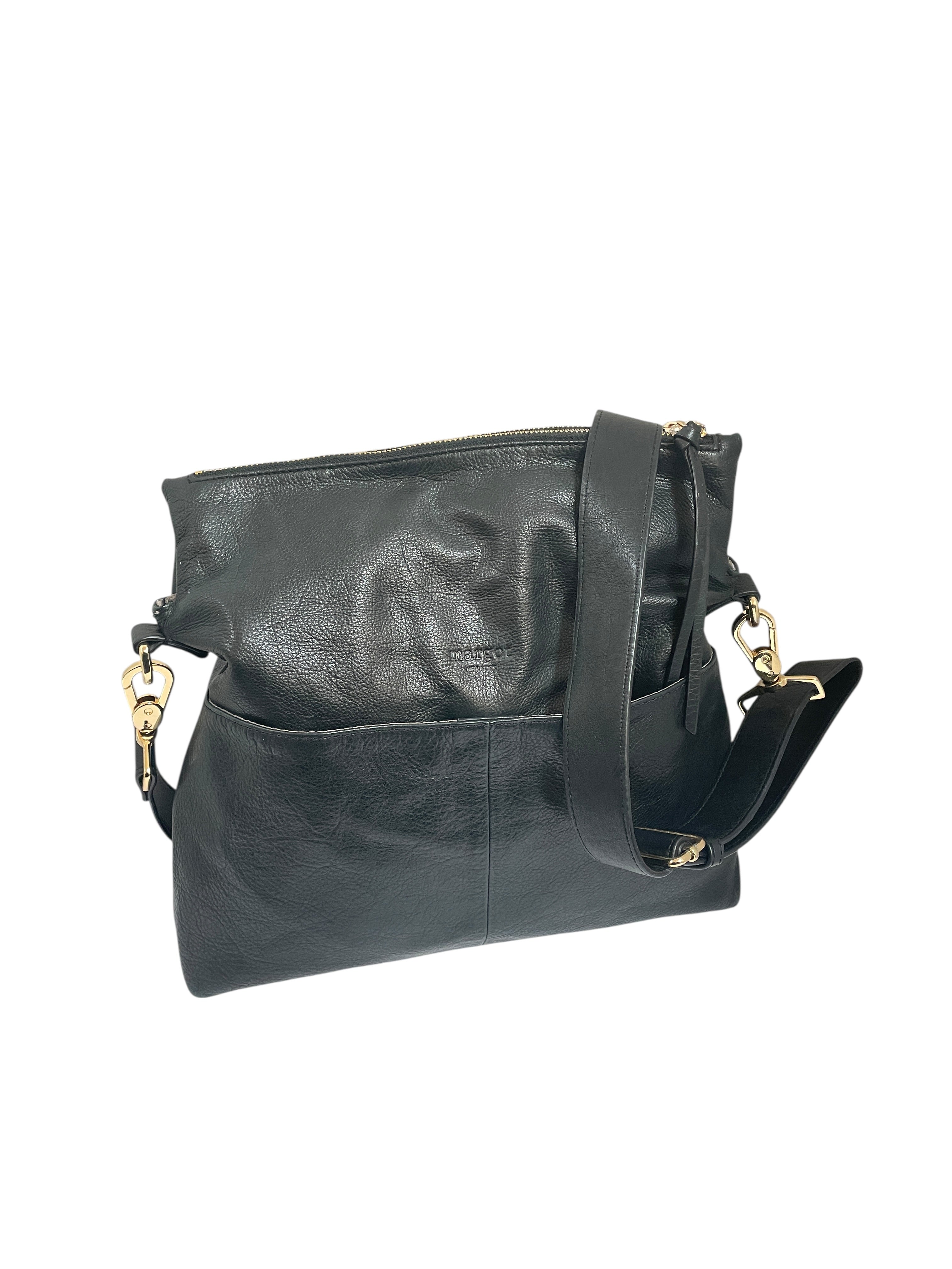 Crossbody Leather By Margot In Black, Size:Large