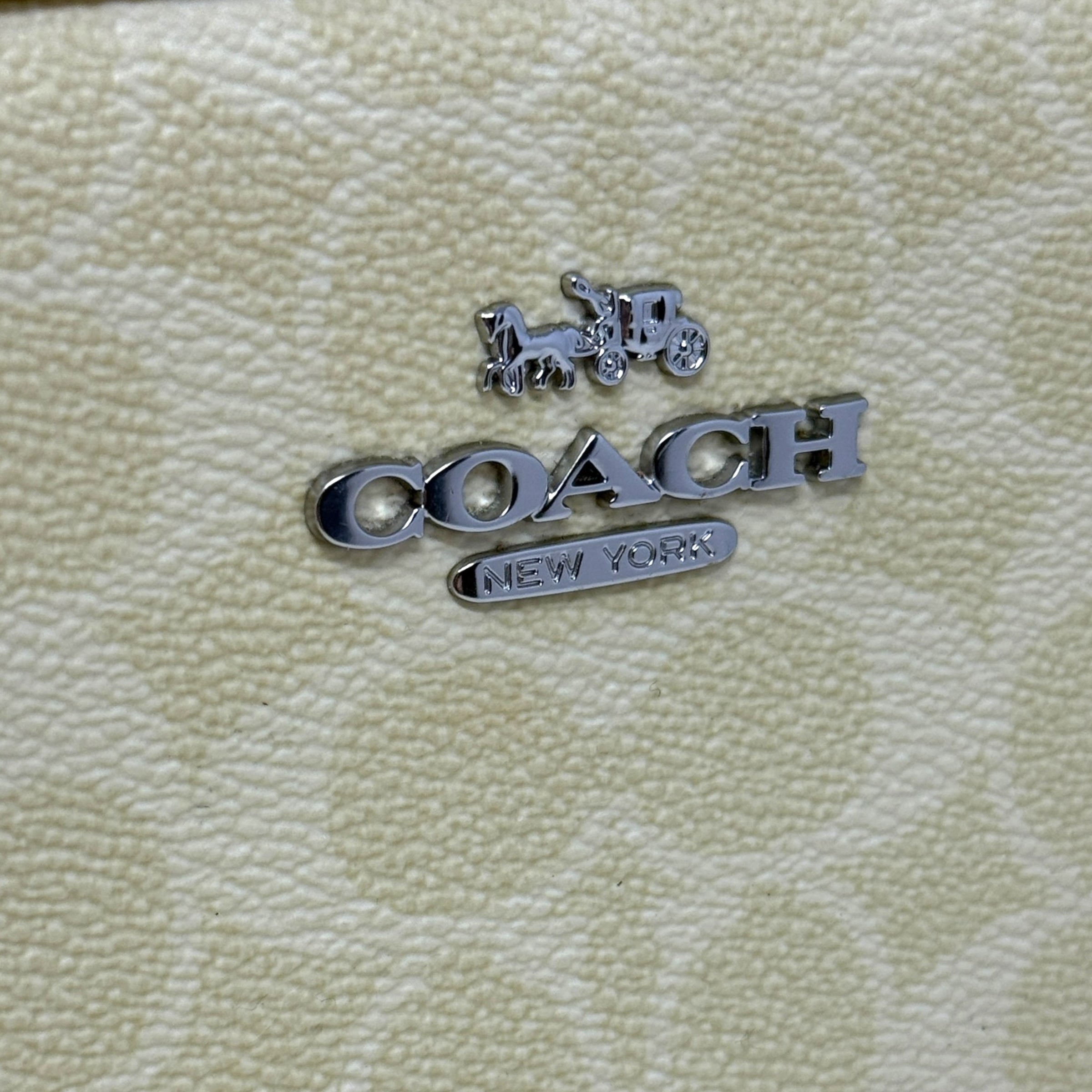 Mini Jamie Camera Signature Coated Canvas Crossbody Bag Designer By Coach In Hay, Size: Medium