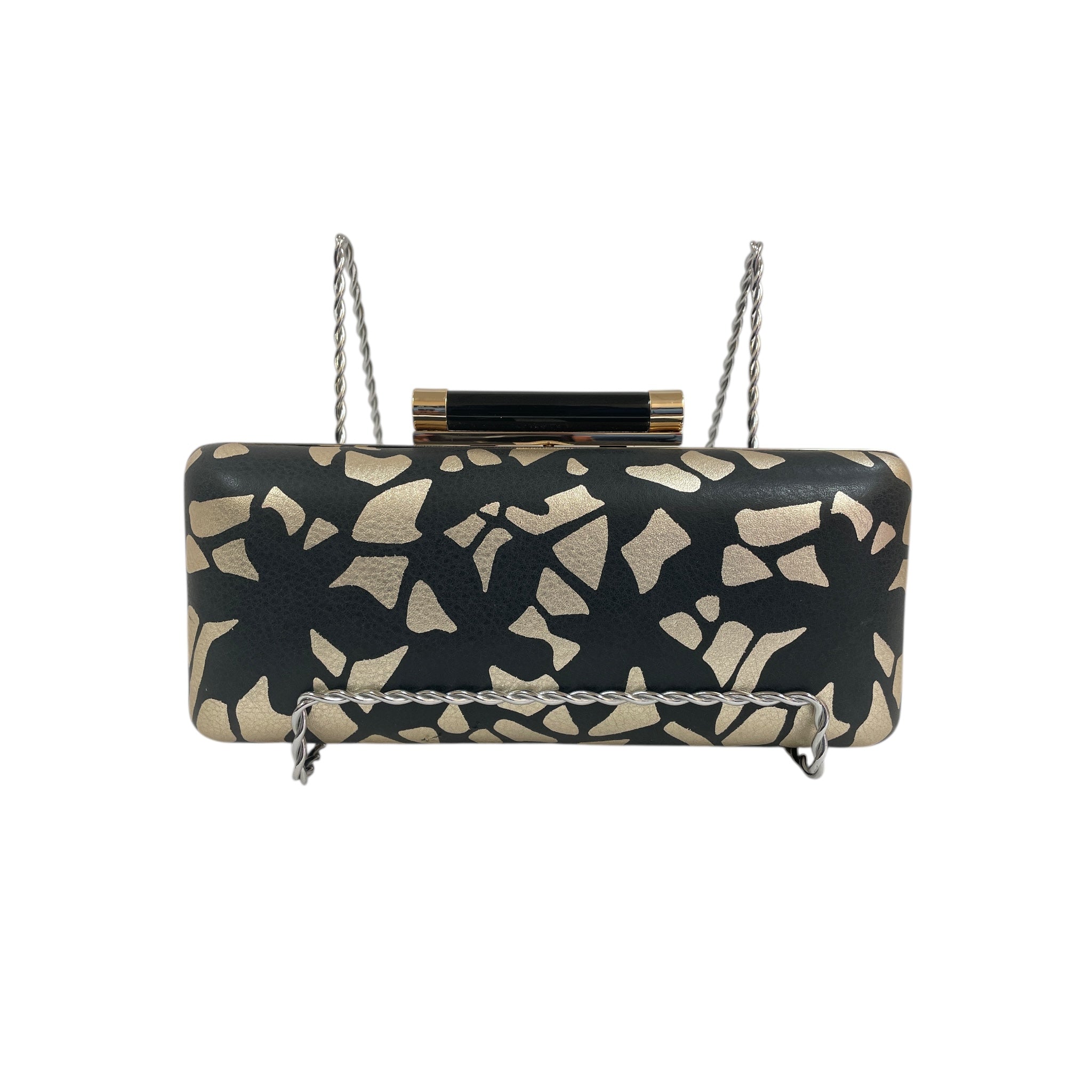 Crossbody Designer By Diane Von Furstenberg In Black & Gold, Size:Medium