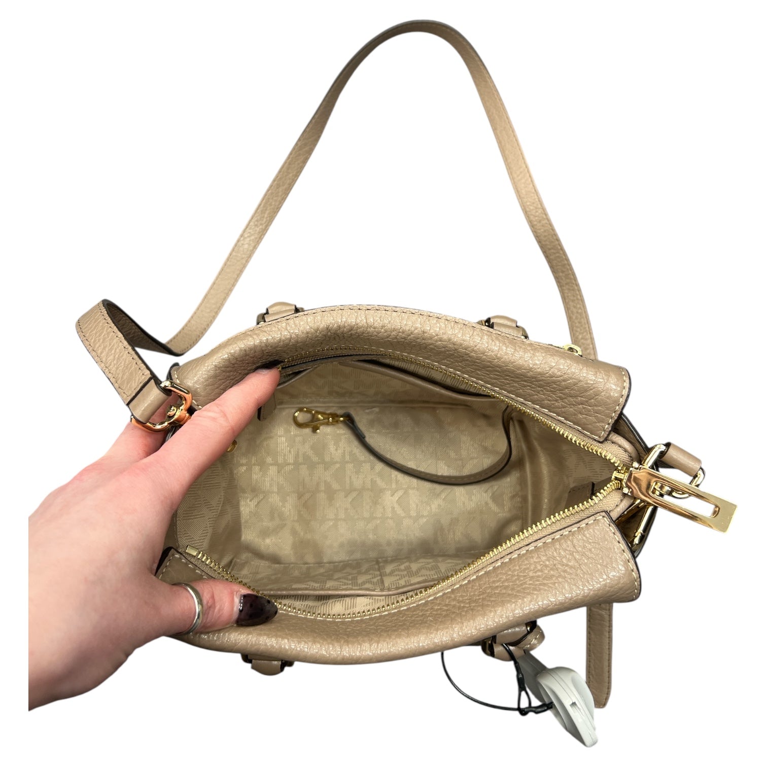 Handbag Designer By Michael Kors In Taupe, Size:Medium