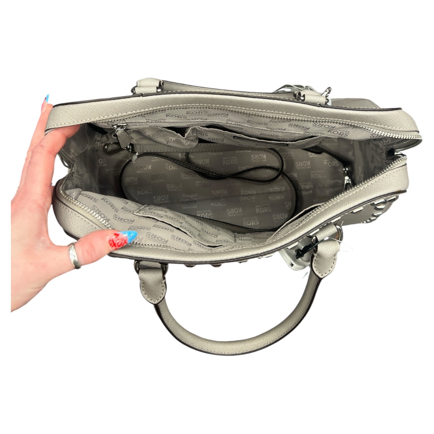 Handbag Designer By Michael Kors In Grey, Size:Large