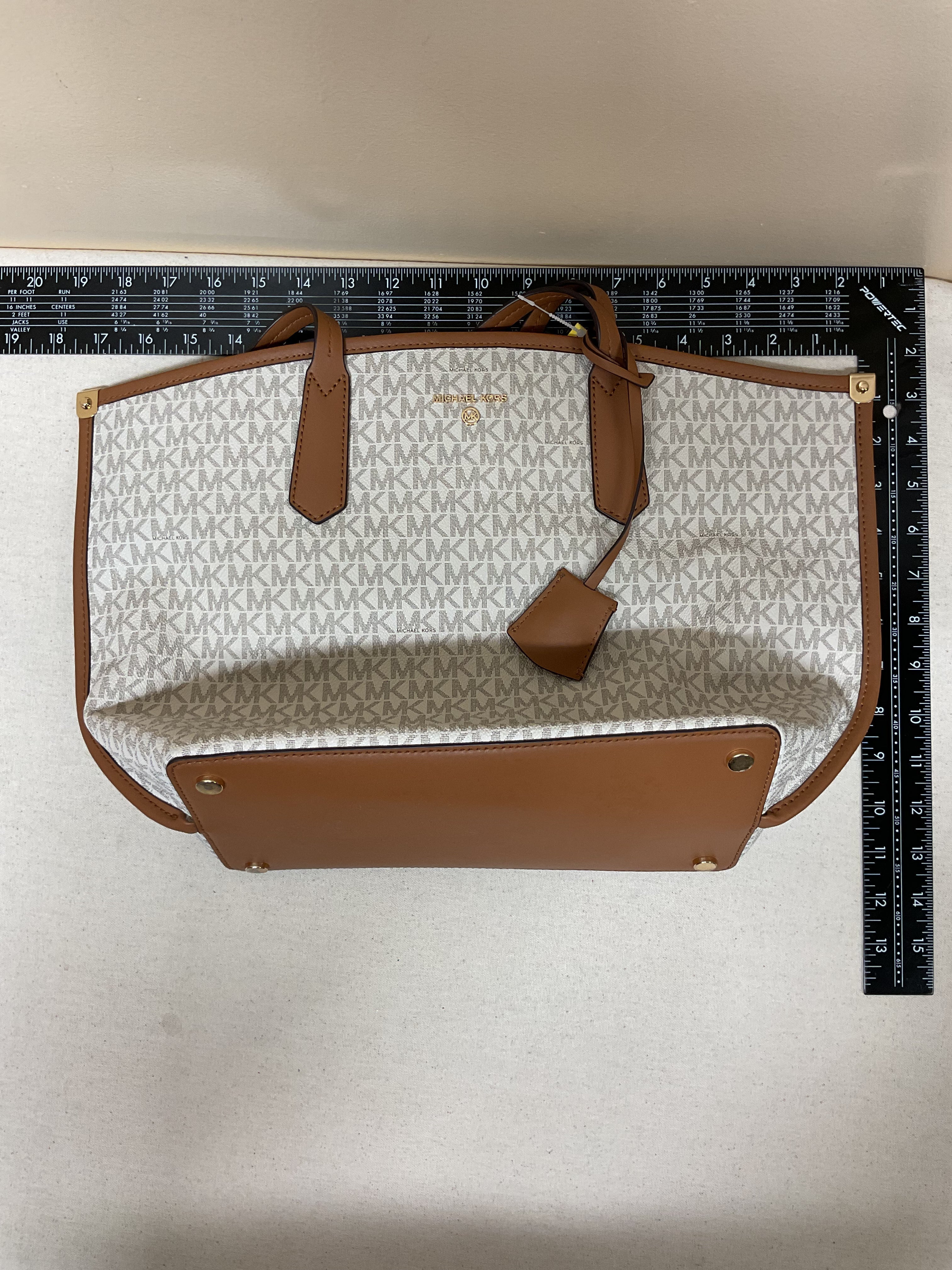 Tote Designer By Michael Kors In Cream & Tan, Size:Large