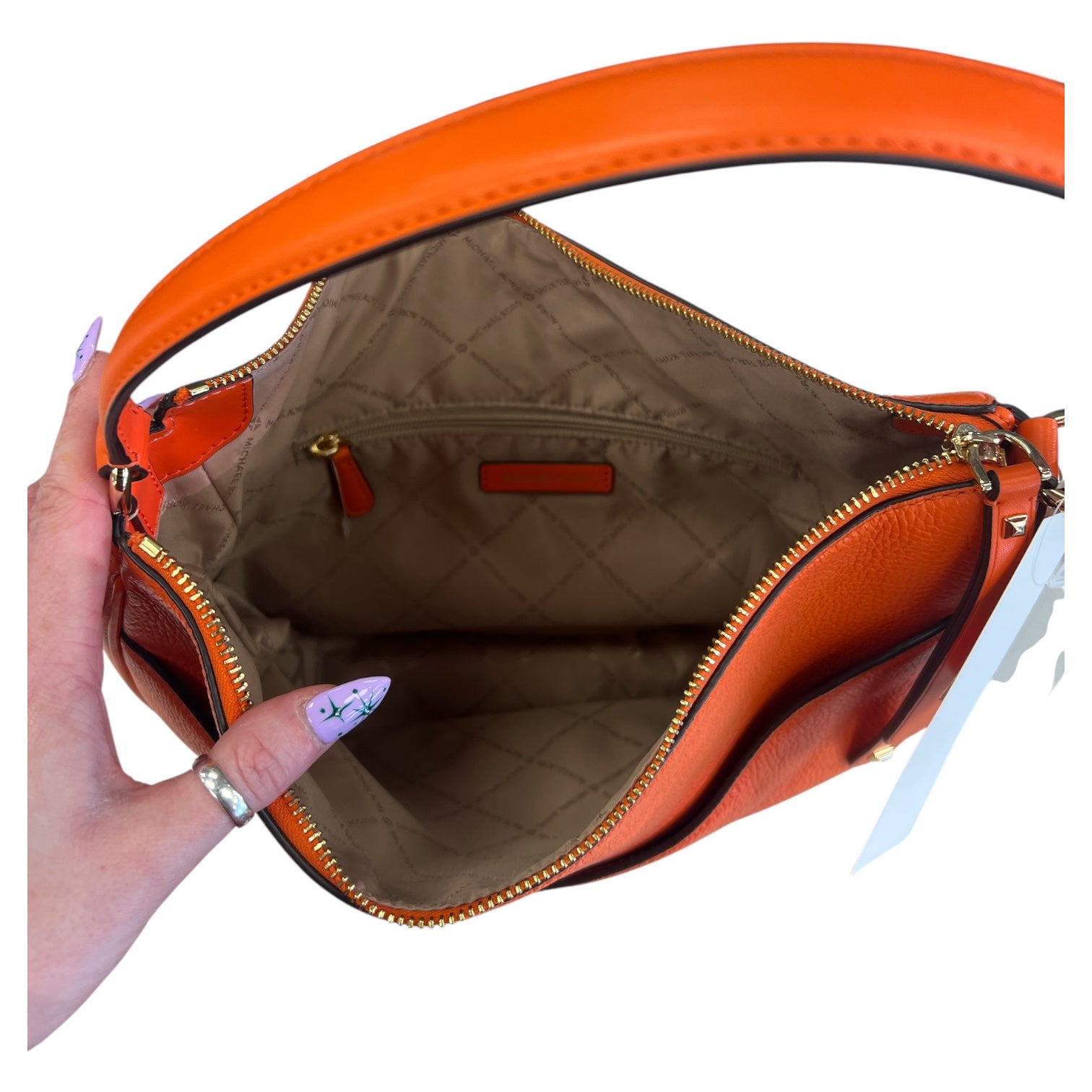 Handbag Designer By Michael Kors In Orange, Size:Medium