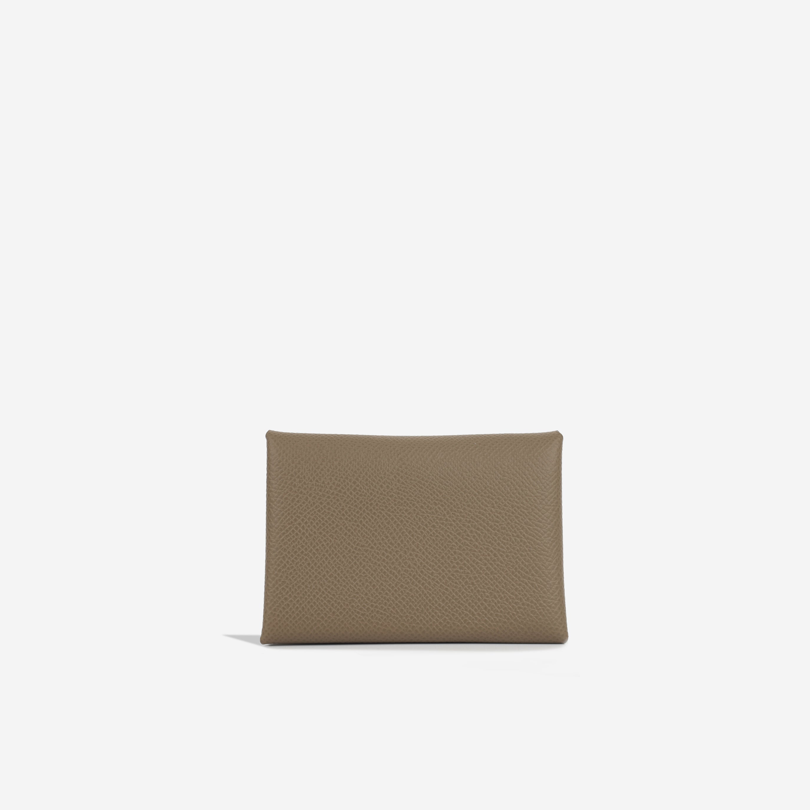 Hermès Calvi Card Holder Duo - Etoupe Epsom | Palladium Hardware