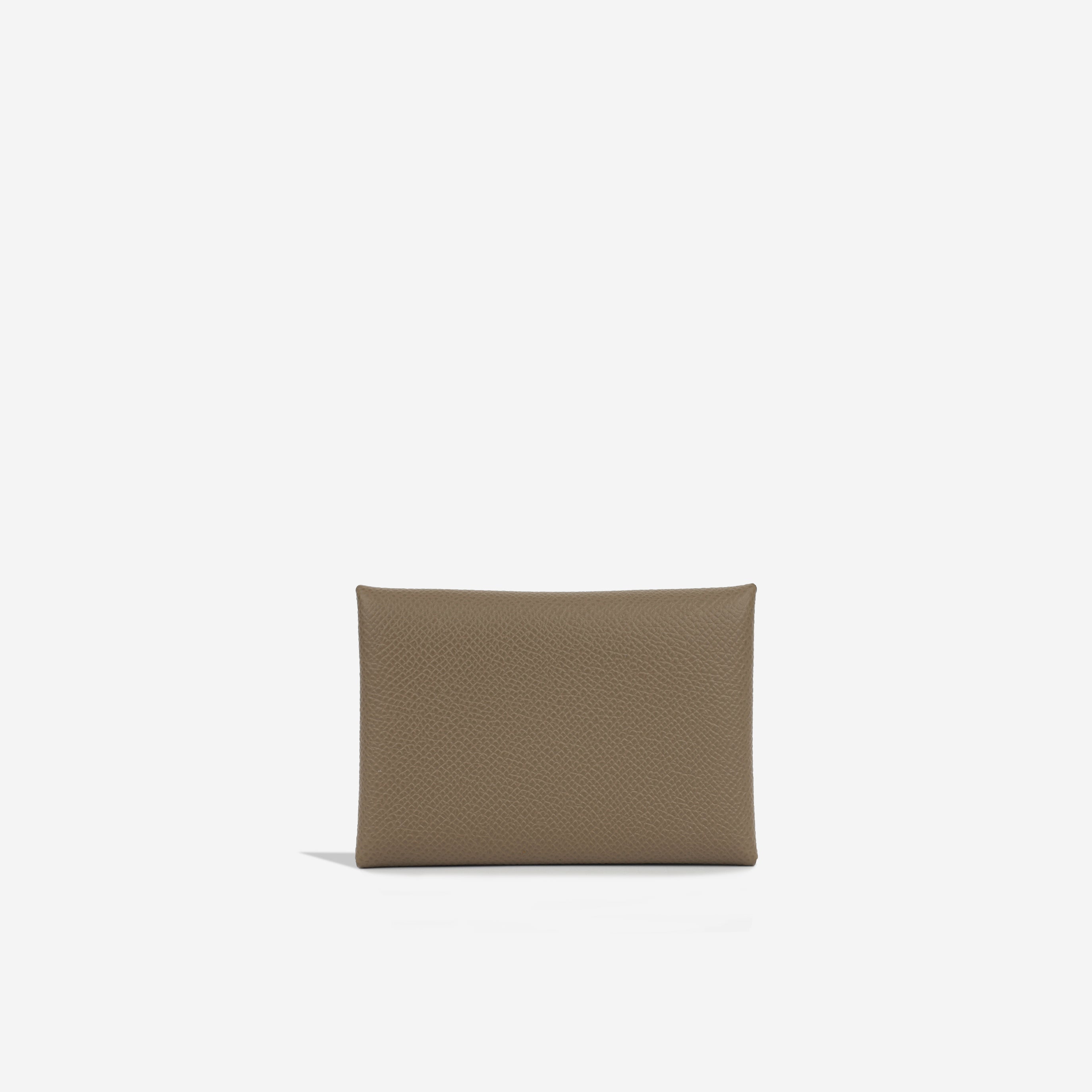 Hermès Calvi Card Holder Duo - Etoupe Epsom | Palladium Hardware