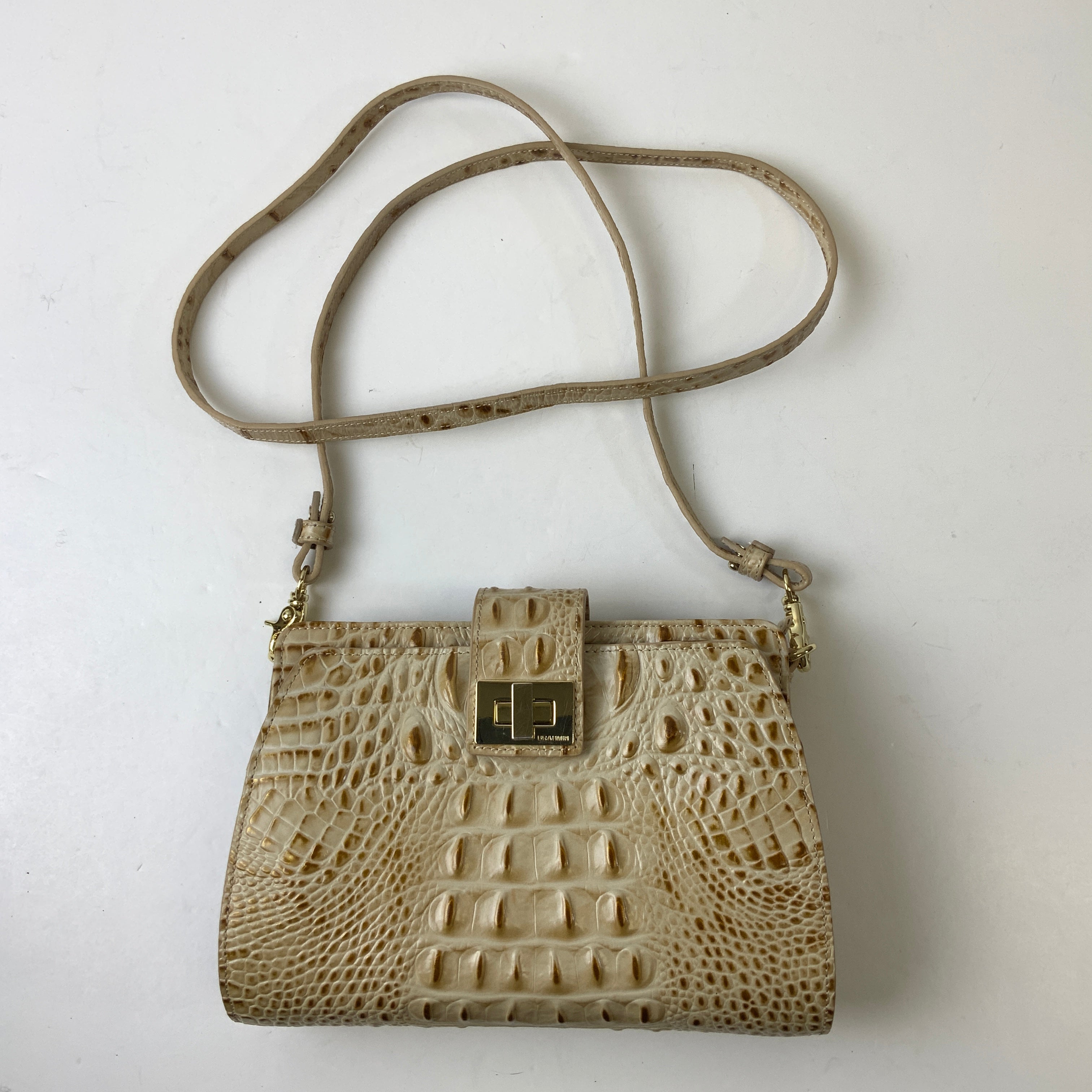 Crossbody Designer By Brahmin In Tan, Size:Small