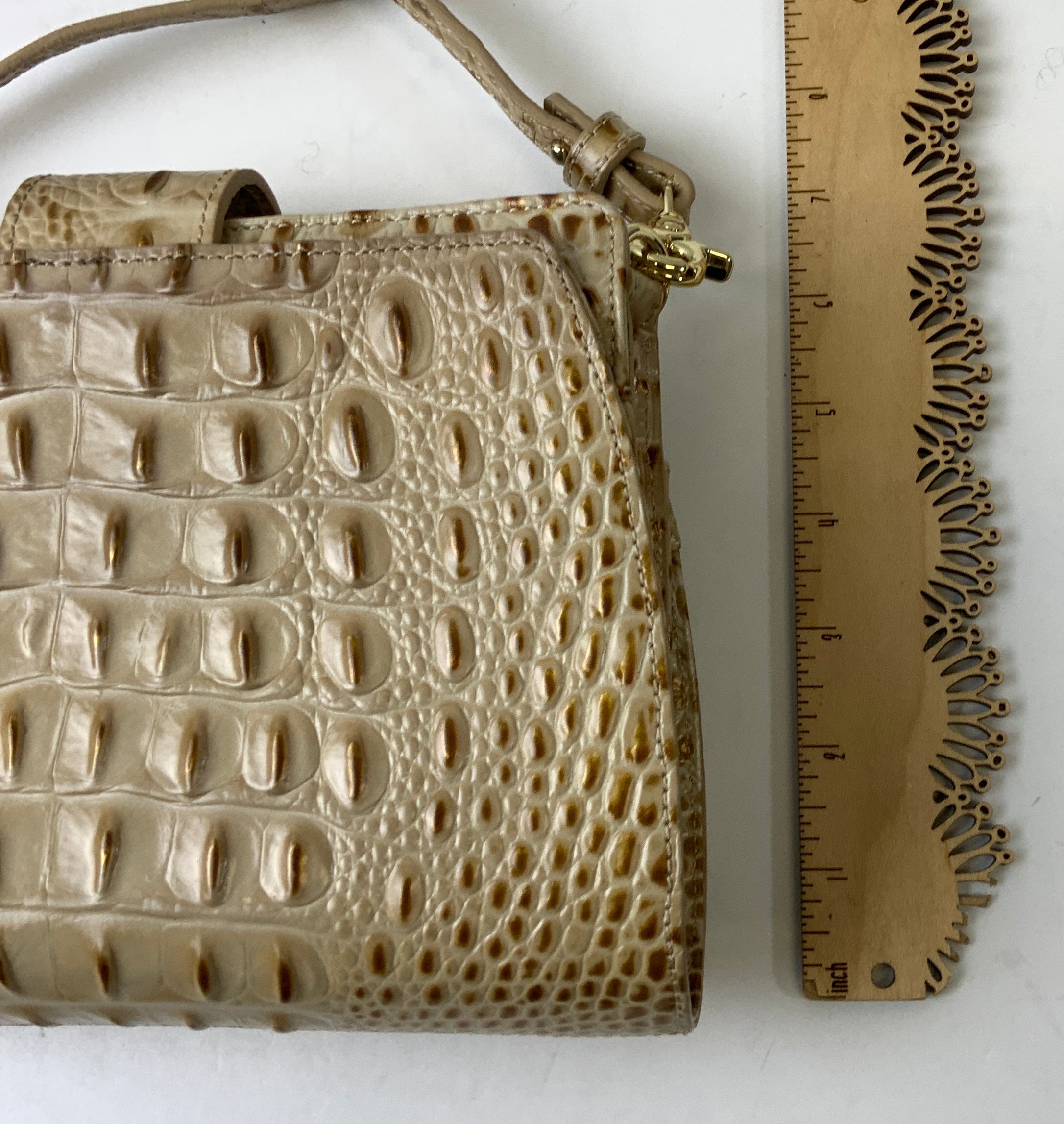 Crossbody Designer By Brahmin In Tan, Size:Small