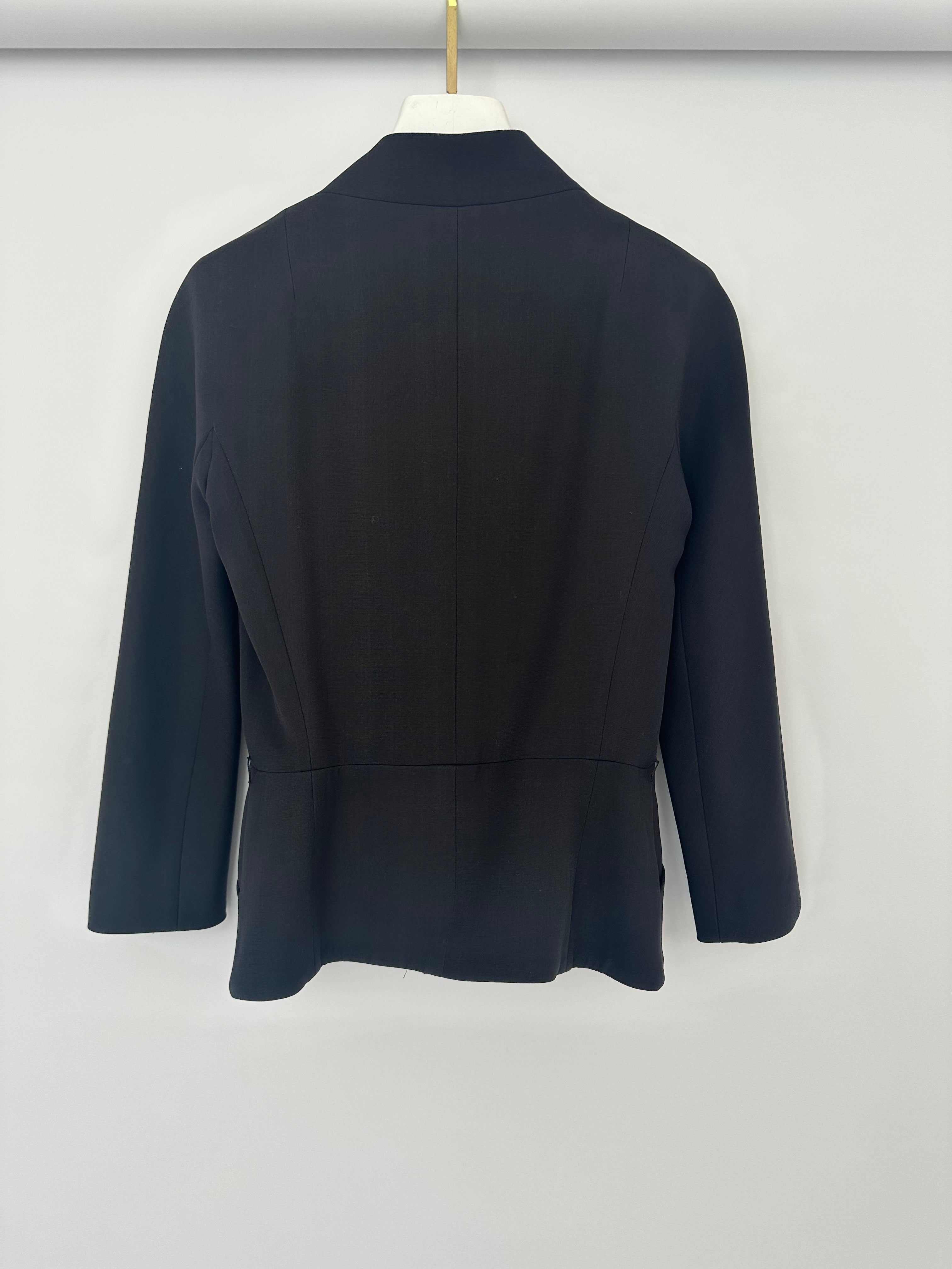 Christian Dior Black Button Down Jacket with Ruched Pocket Detail Size FR 36 (UK 8)