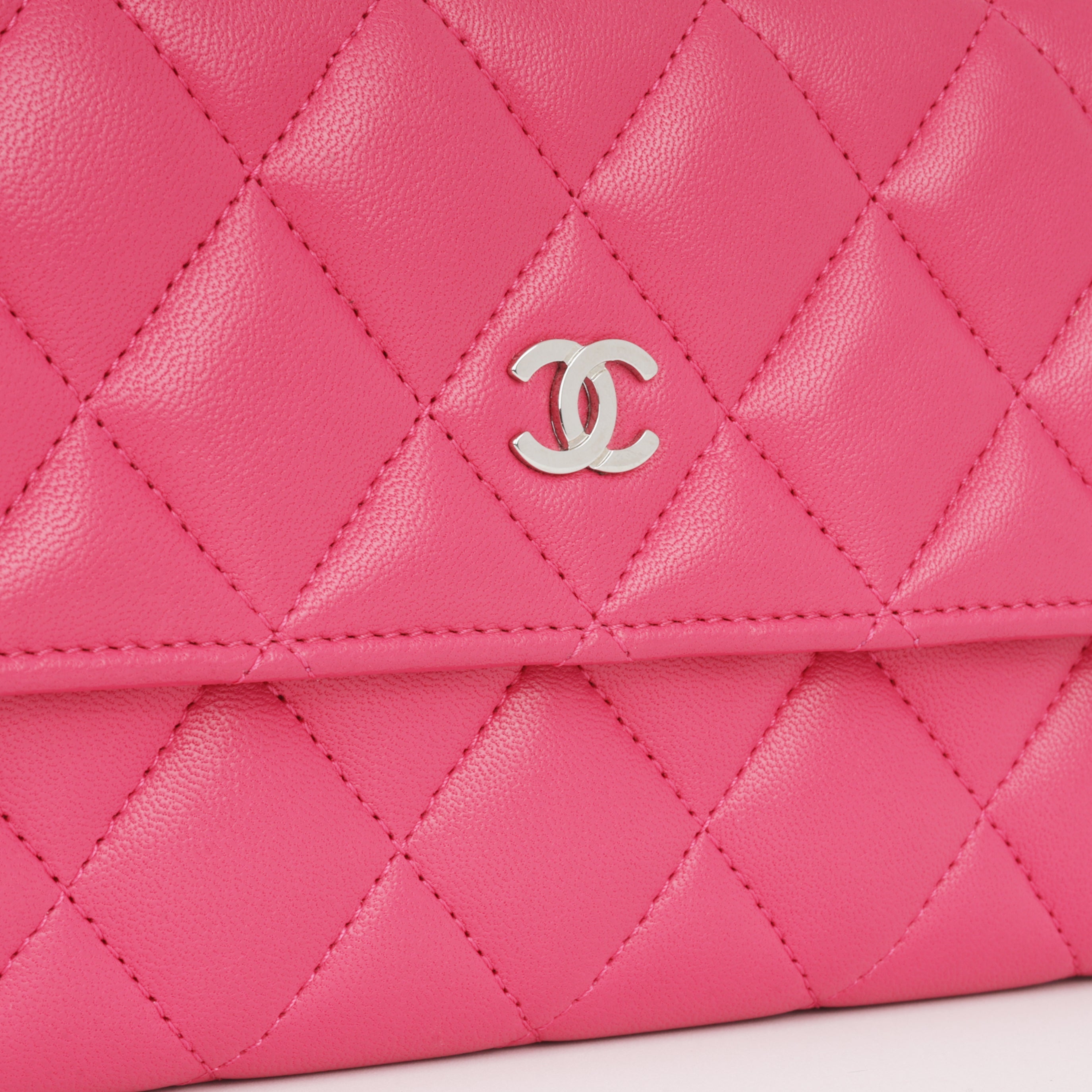 Long Classic Flap Wallet - Pink Lambskin | Silver Hardware