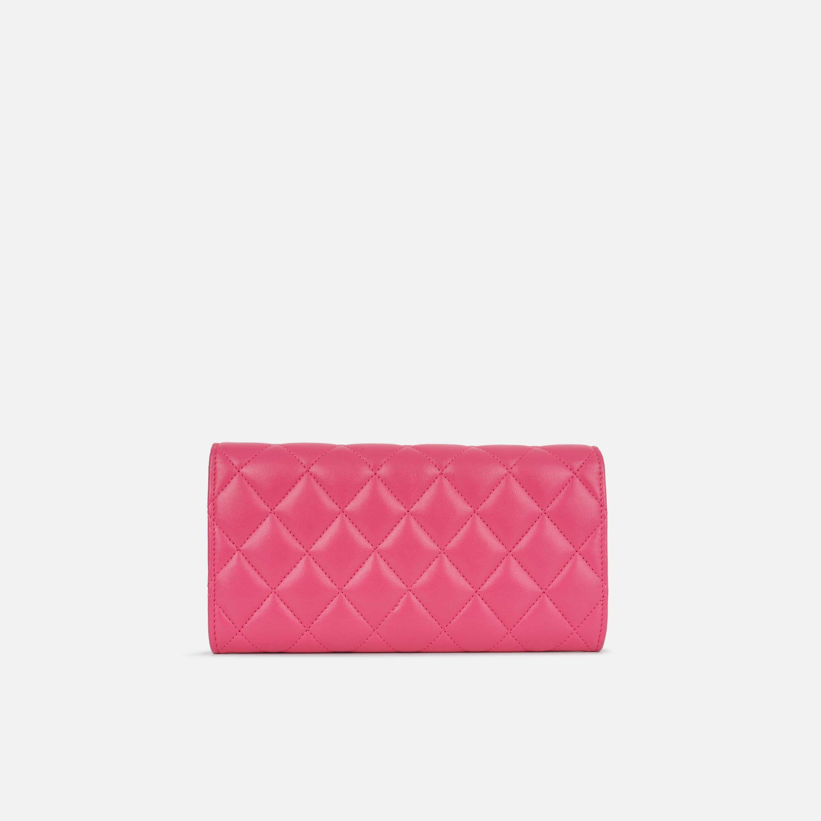 Long Classic Flap Wallet - Pink Lambskin | Silver Hardware