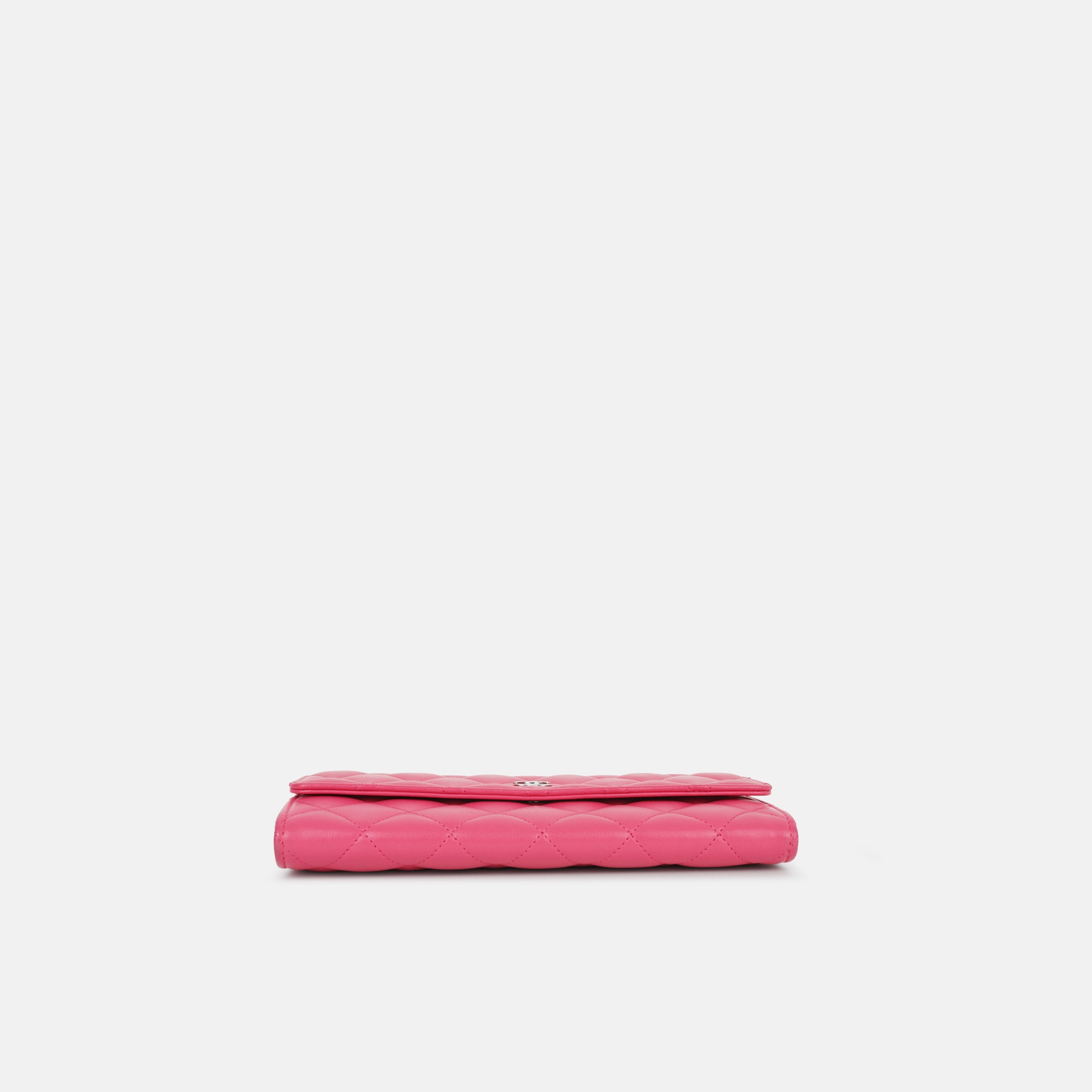 Long Classic Flap Wallet - Pink Lambskin | Silver Hardware
