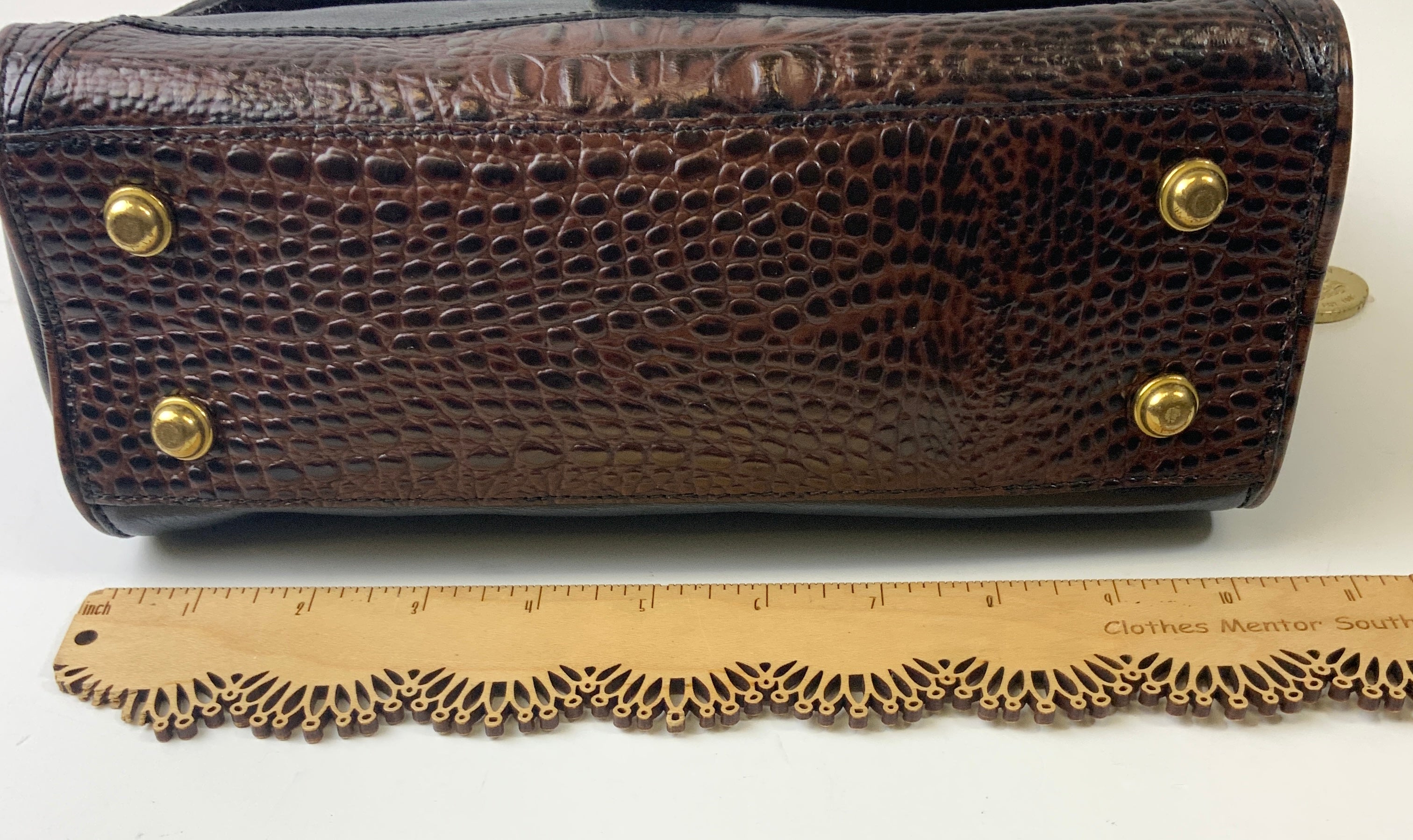 Handbag Designer By Brahmin In Black & Brown, Size:Medium