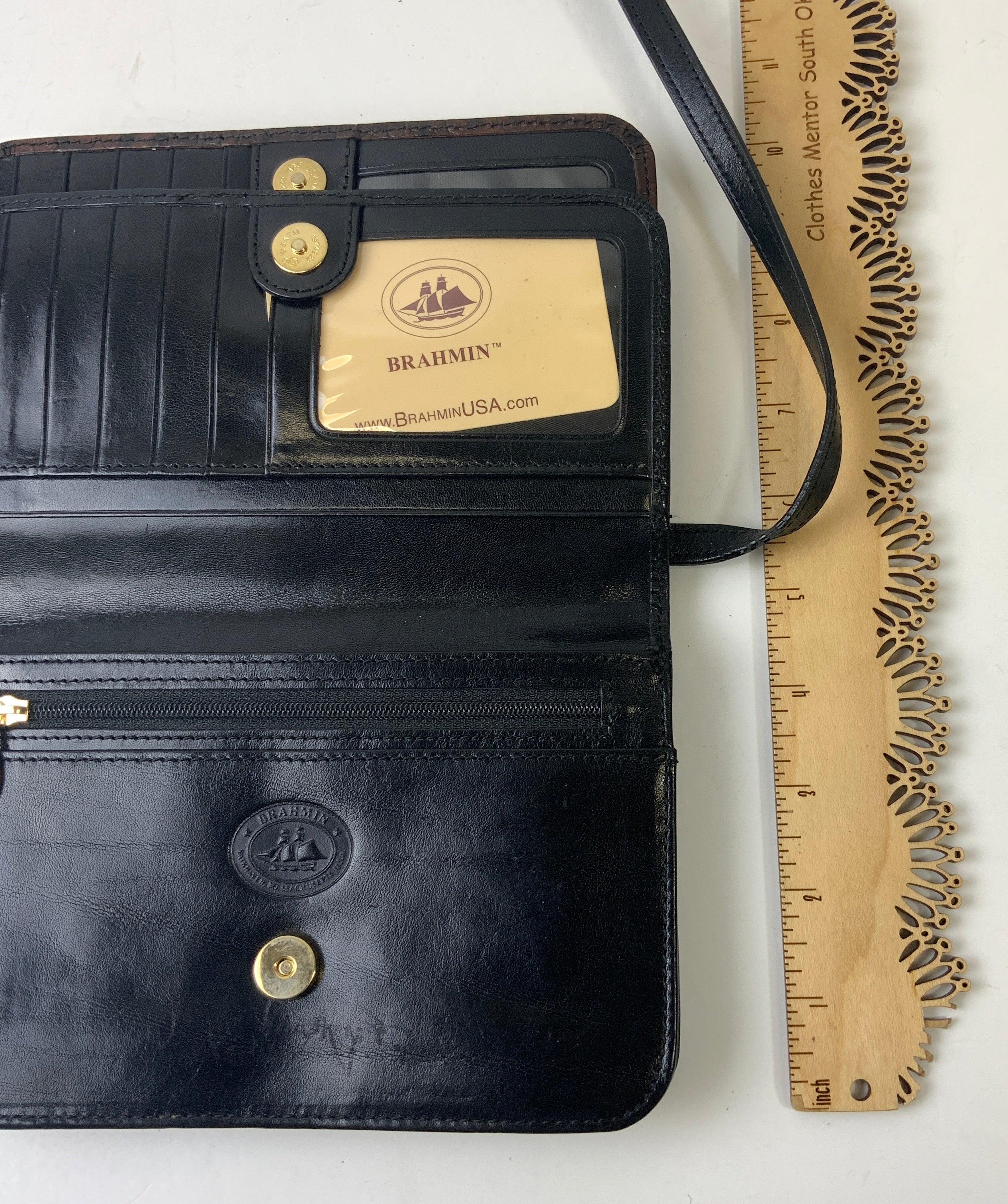 Crossbody Designer By Brahmin In Black & Brown, Size:Small