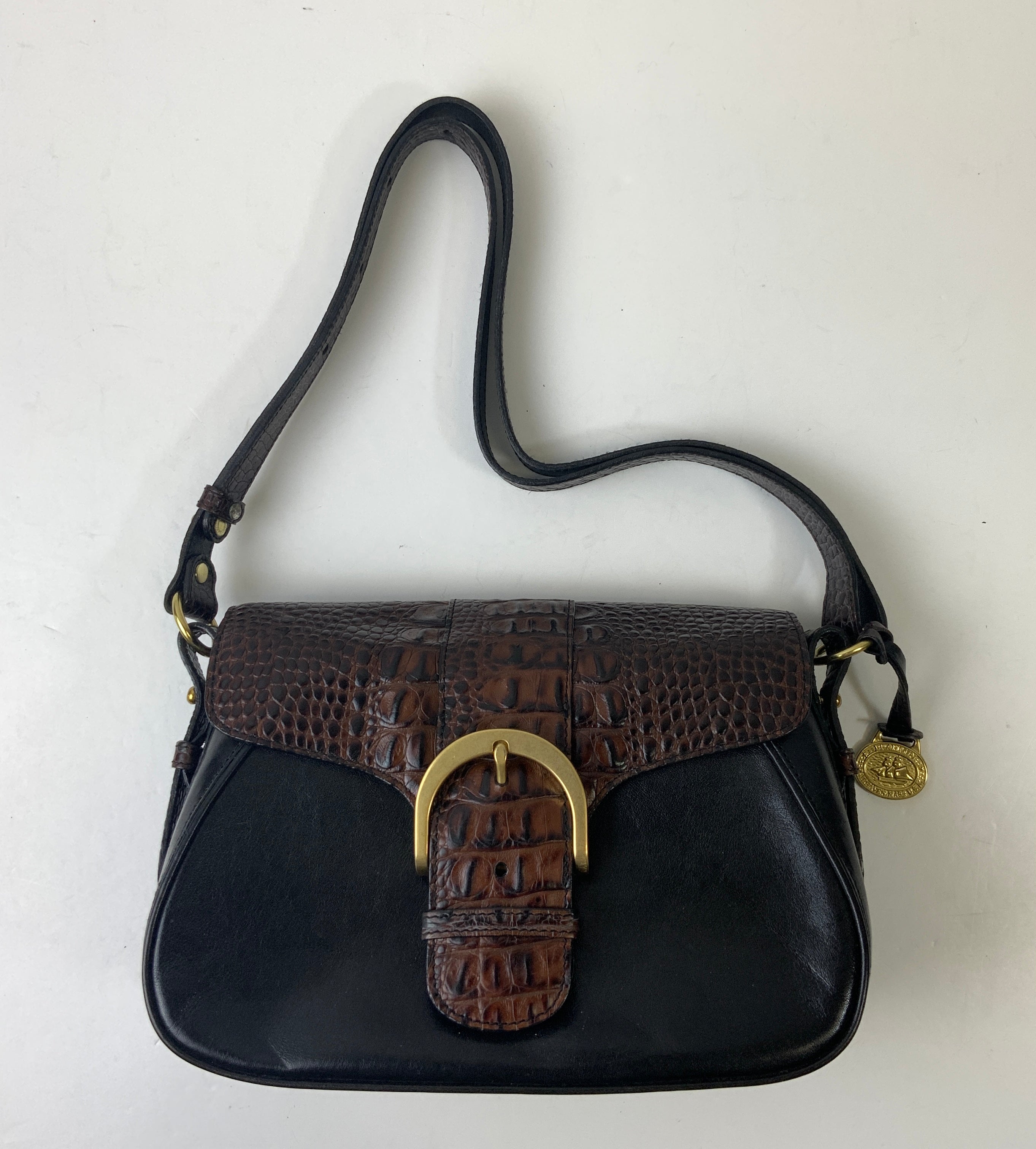 Handbag Designer By Brahmin In Black & Brown, Size:Medium