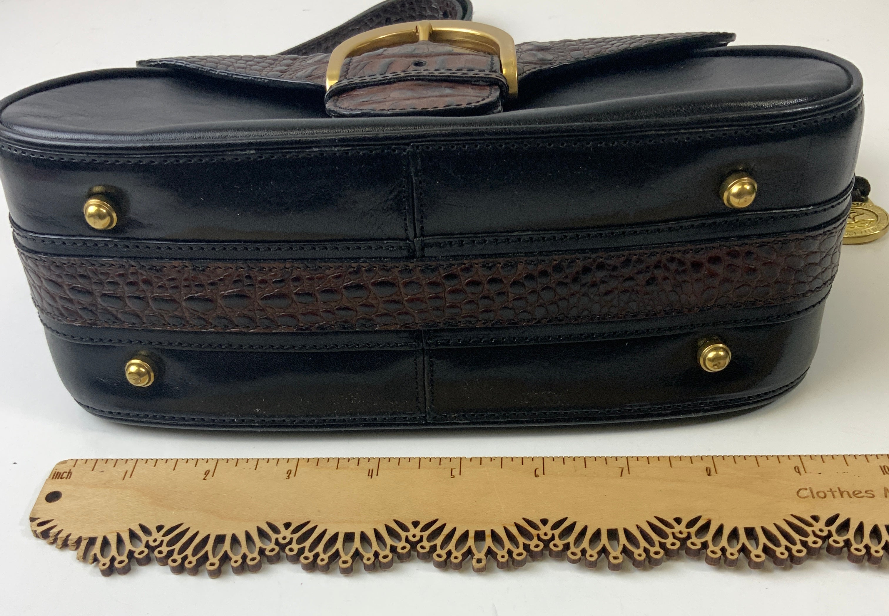 Handbag Designer By Brahmin In Black & Brown, Size:Medium
