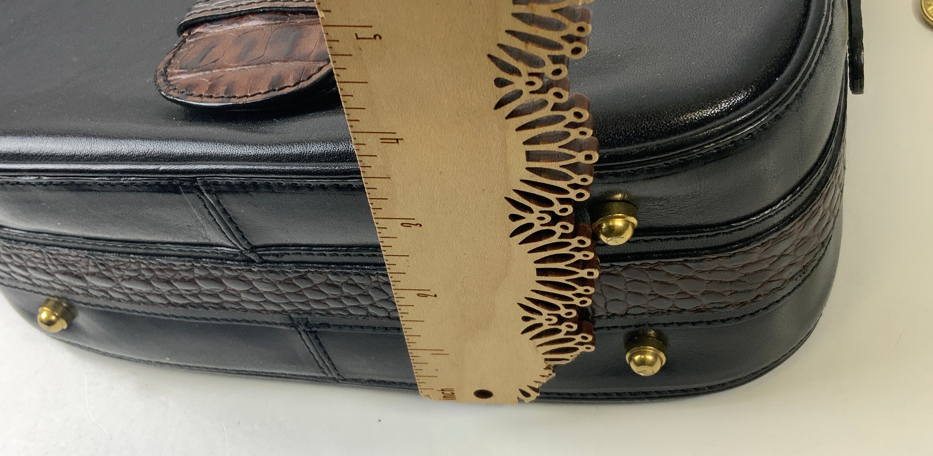 Handbag Designer By Brahmin In Black & Brown, Size:Medium