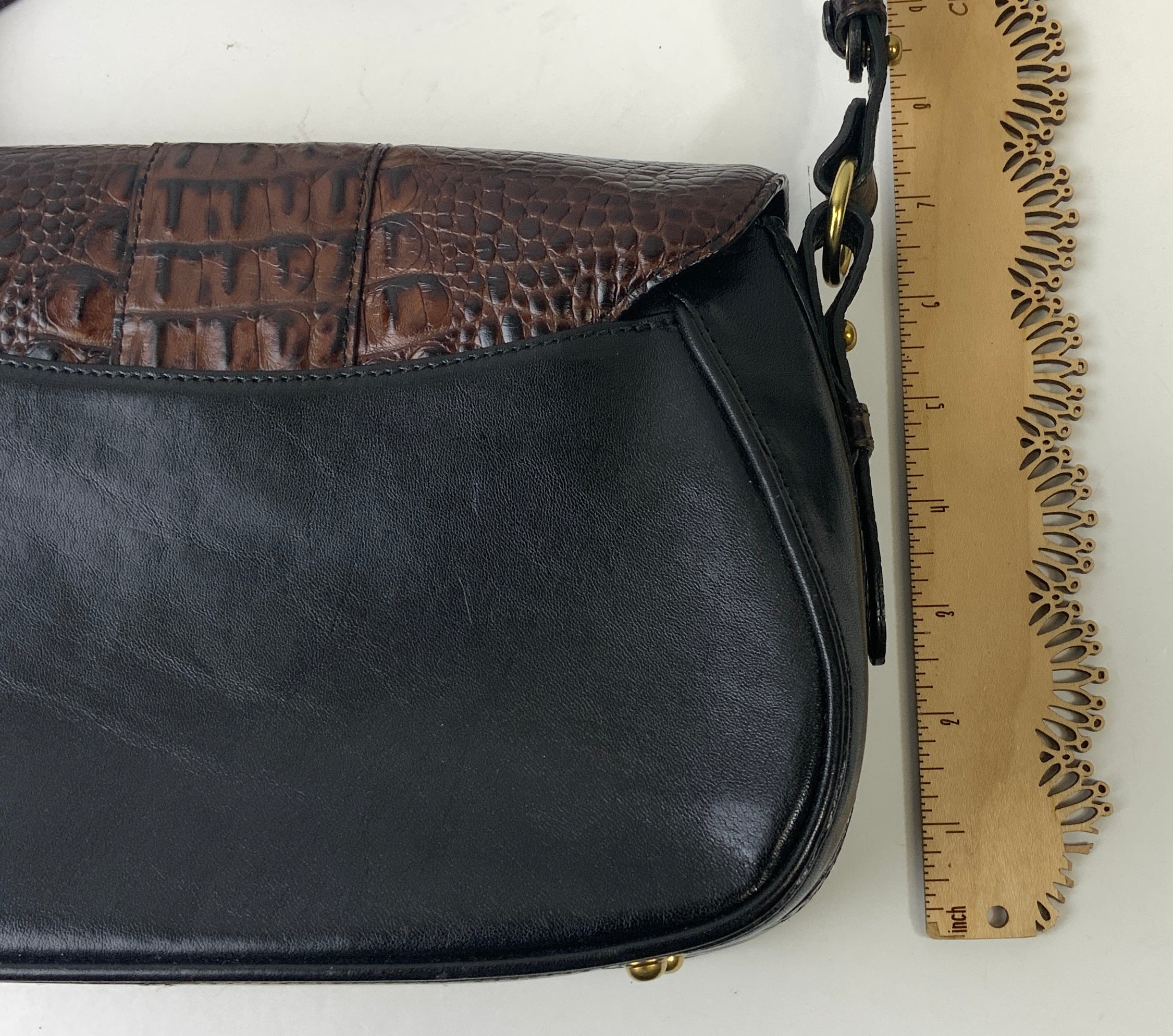 Handbag Designer By Brahmin In Black & Brown, Size:Medium