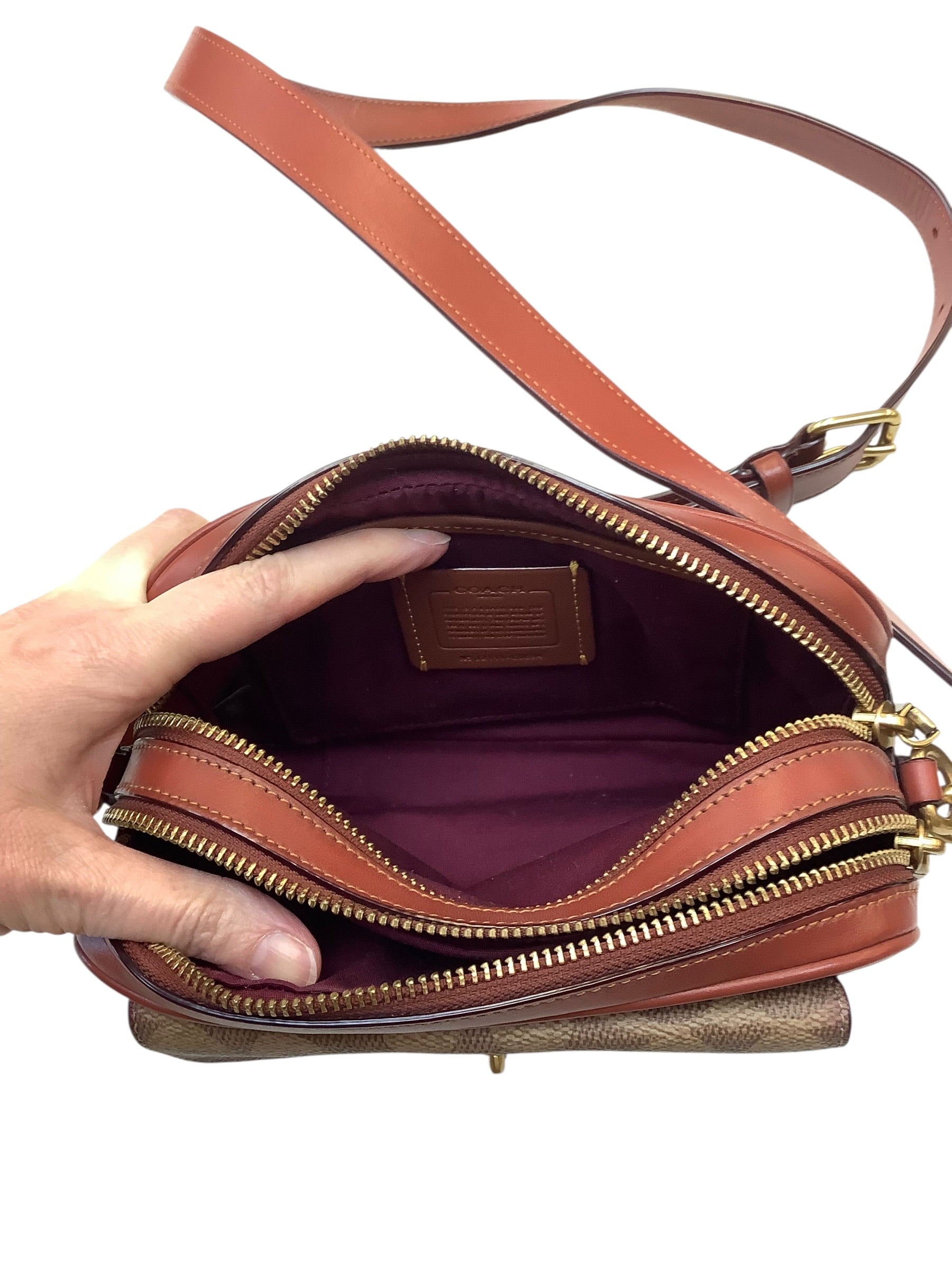 Handbag Designer By Coach In Tan, Size:Small