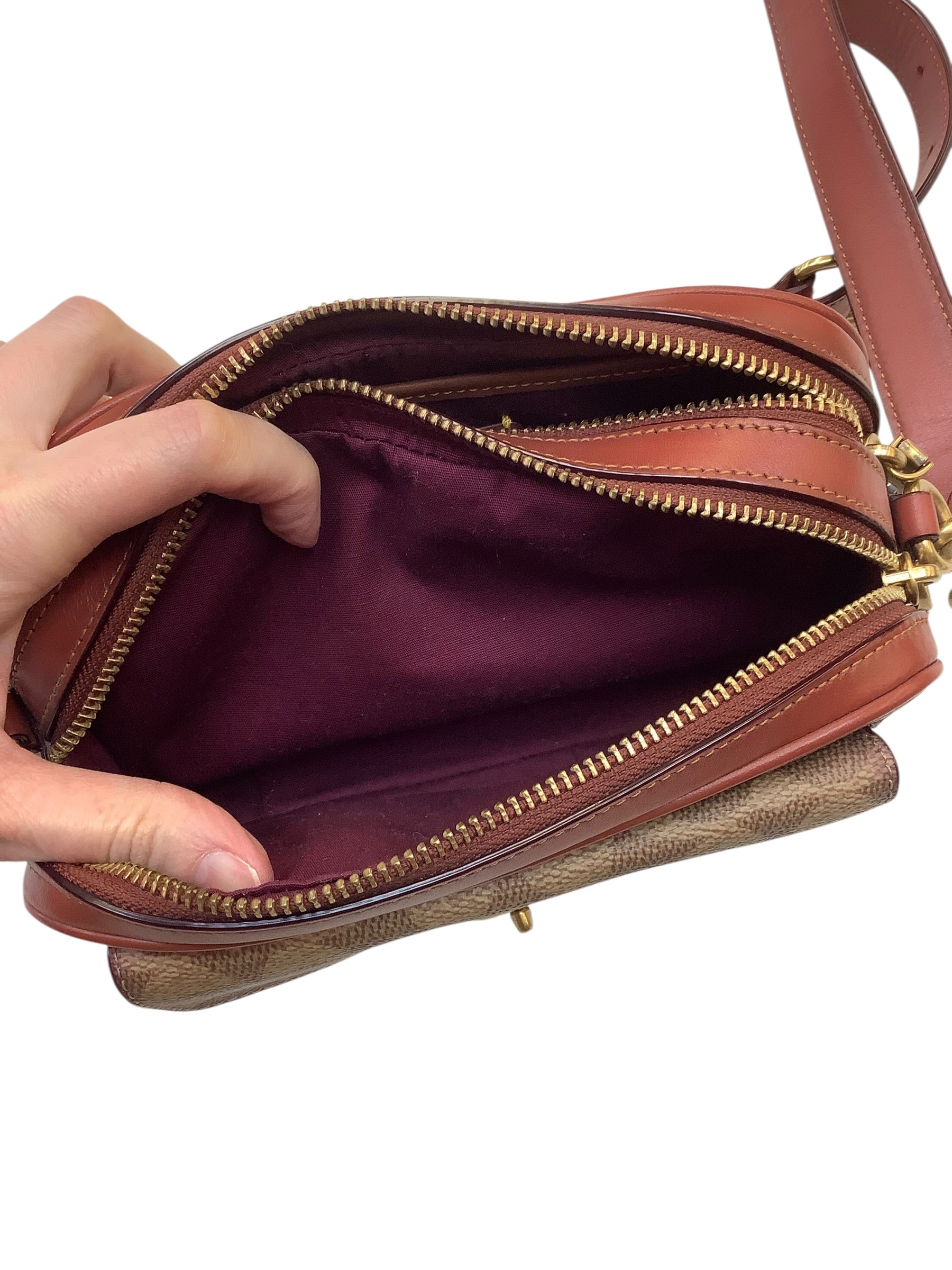 Handbag Designer By Coach In Tan, Size:Small