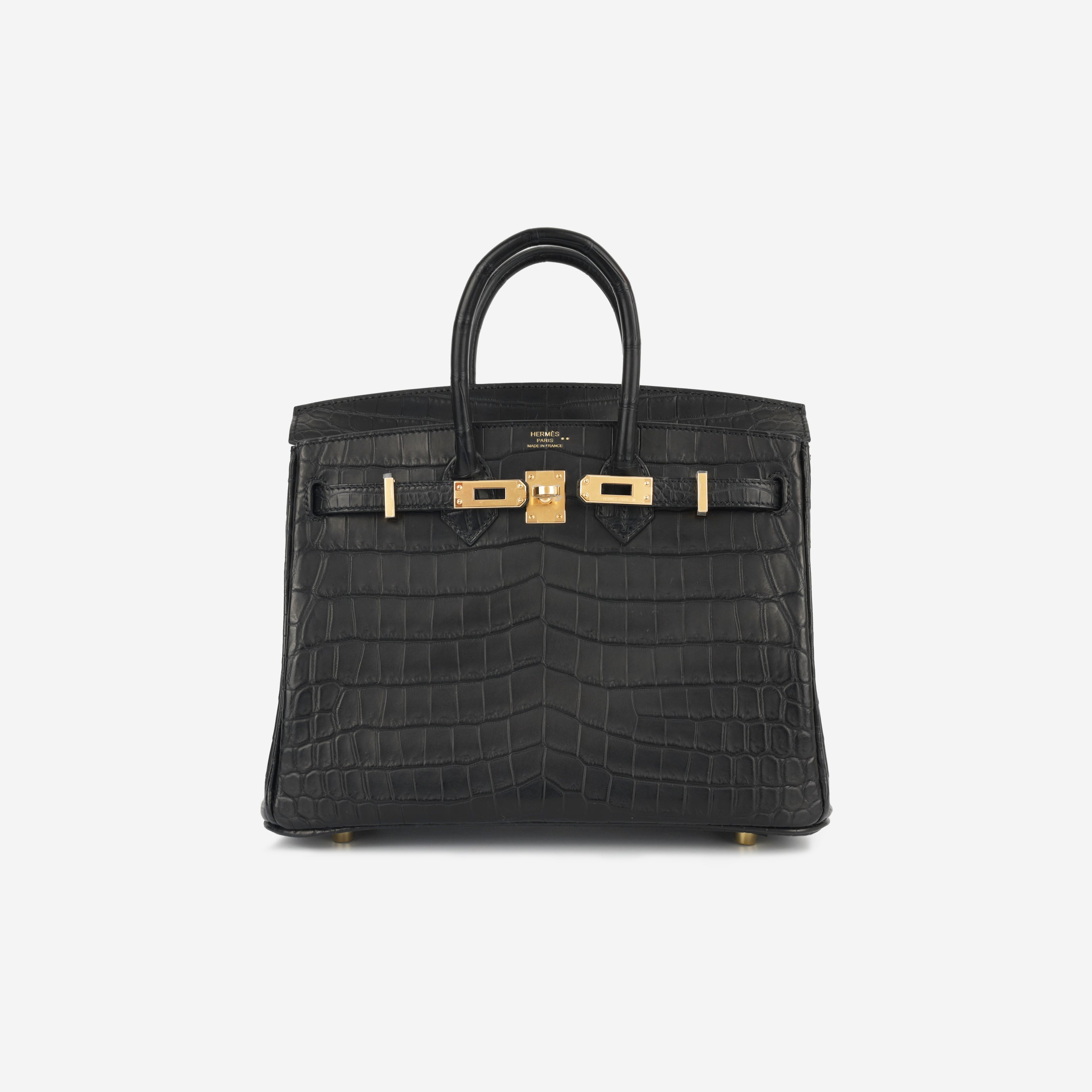 Hermès Birkin 25 - Noir Matte Crocodile Niloticus | Gold Hardware