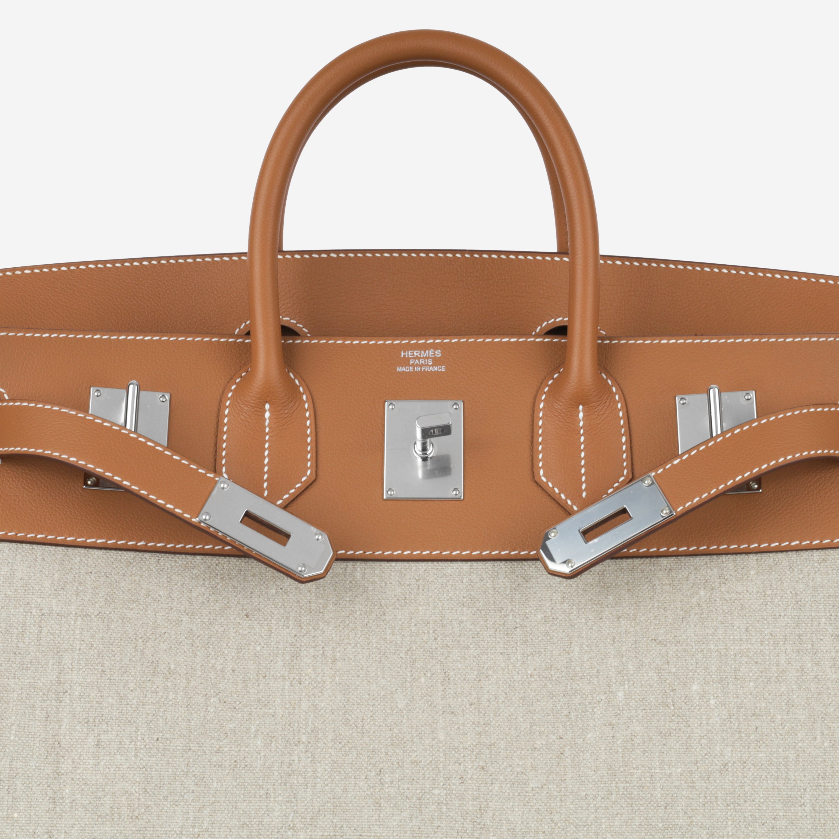 Hermès HAC 40 - Gold Togo/Ecru Toile | Palladium Hardware