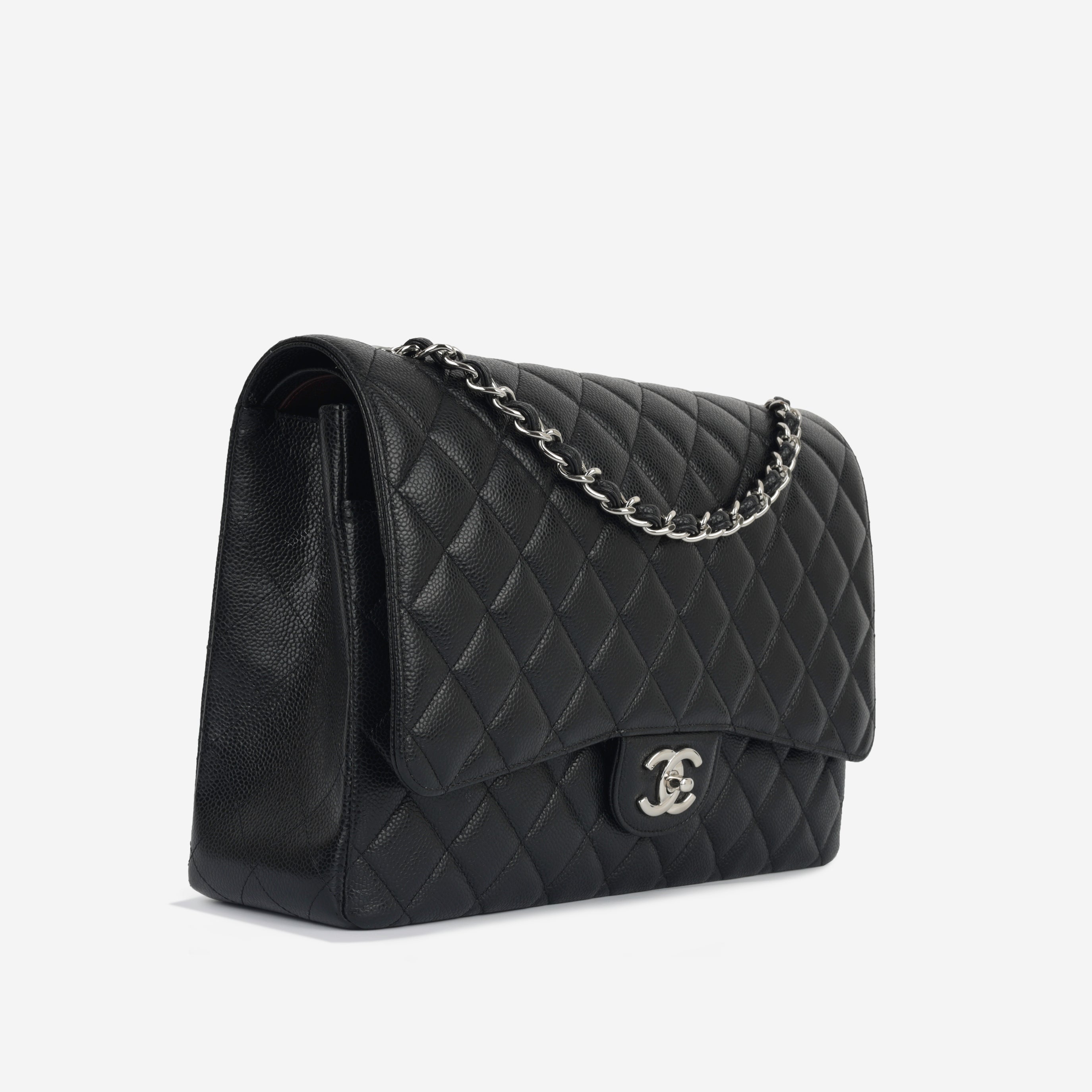 Chanel Classic Maxi Double Flap - Black Caviar | Silver Hardware (2023)