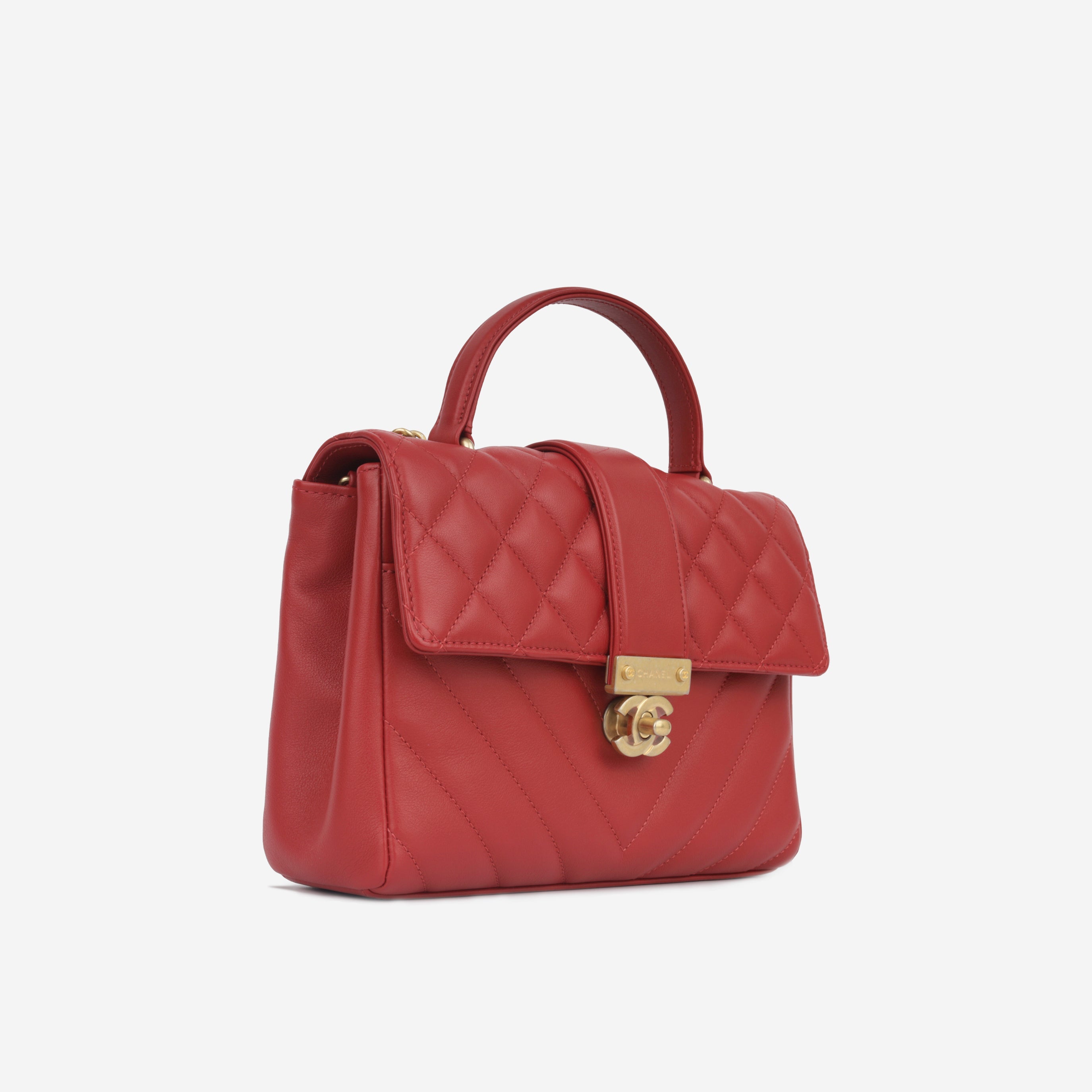 In The City Top Handle - Red Calfskin