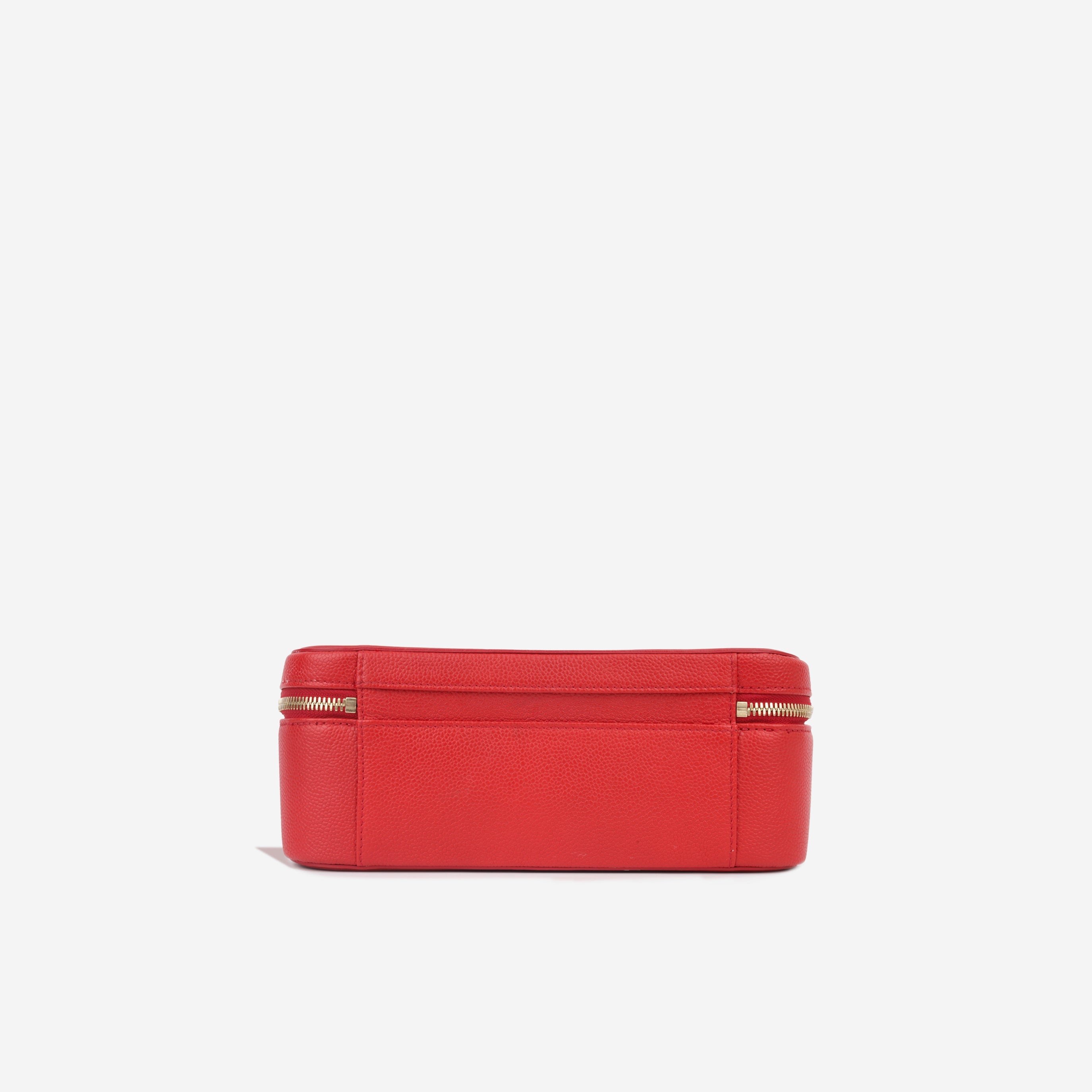 Chanel Large CC Filigree Vanity Case - Red Caviar | Gold Hardware