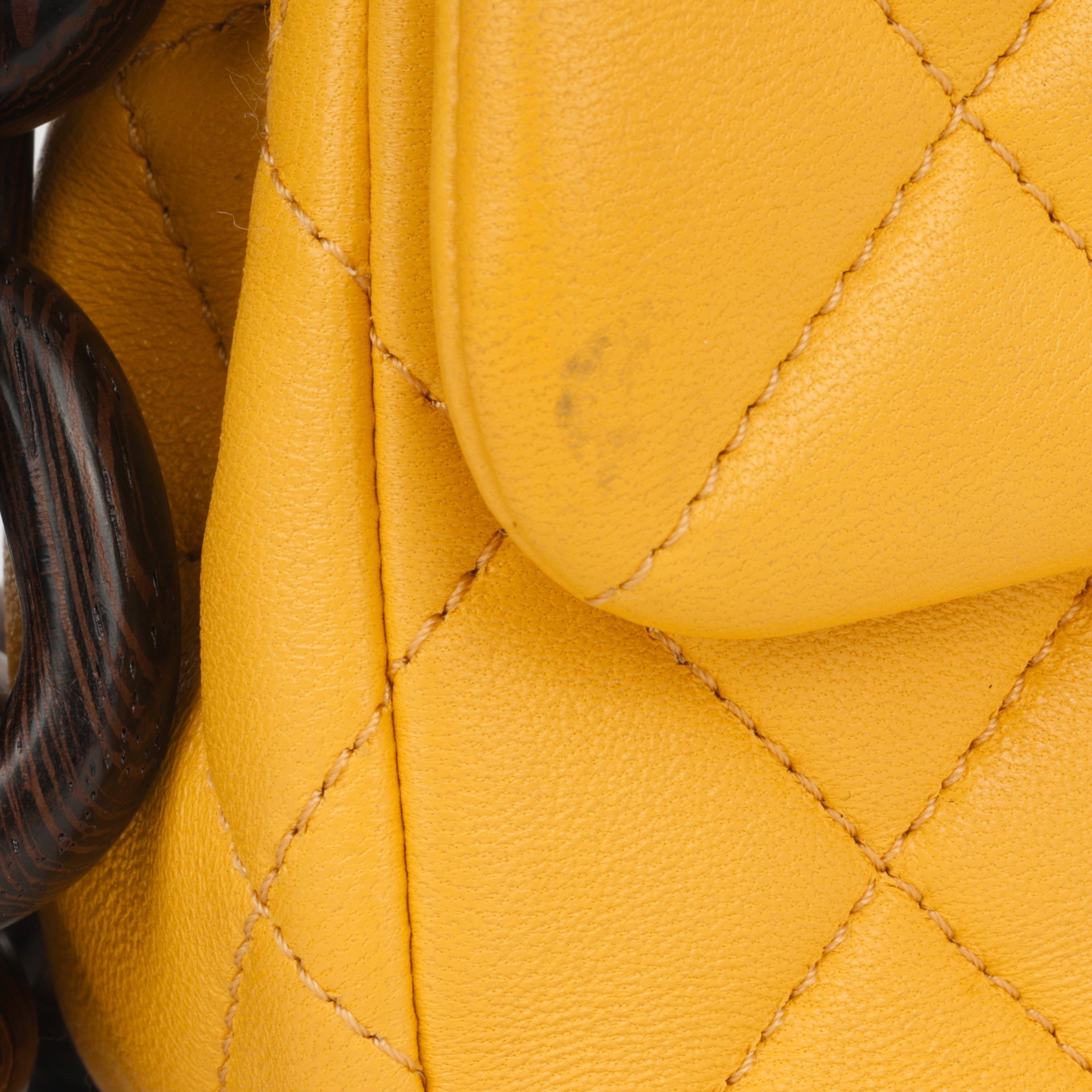 Chanel Mini Square Wenge Wood - Yellow Lambskin | Gold Hardware