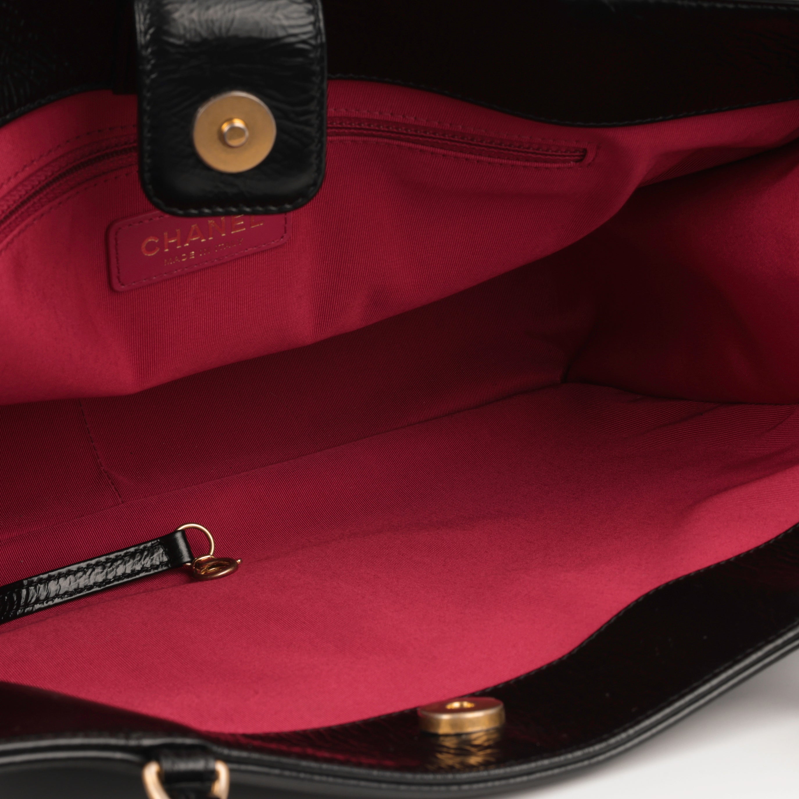 Chanel CC Shopping Tote - Black Glazed Calfskin | Gold Hardware